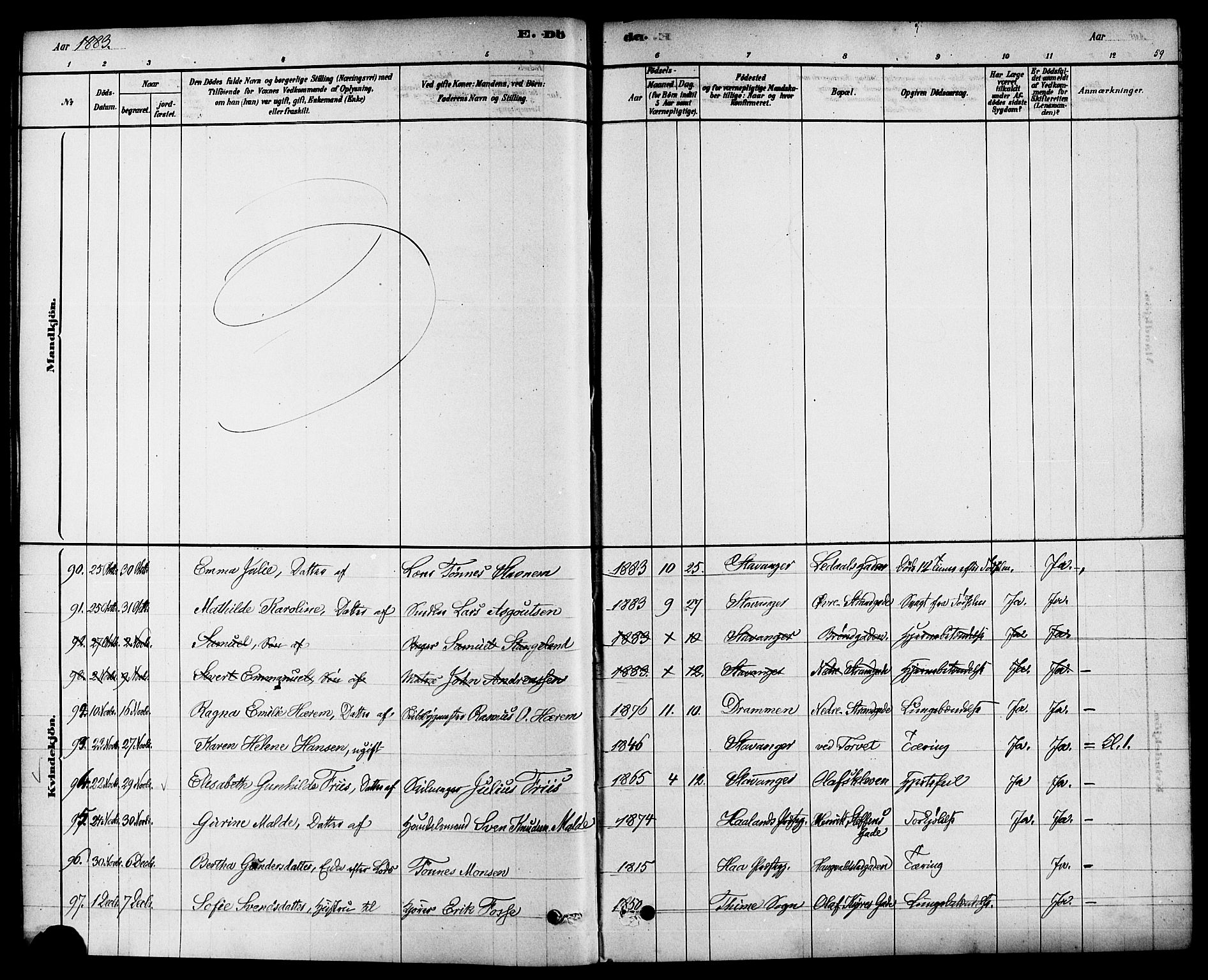 Domkirken sokneprestkontor, AV/SAST-A-101812/001/30/30BA/L0027: Parish register (official) no. A 26, 1878-1896, p. 59