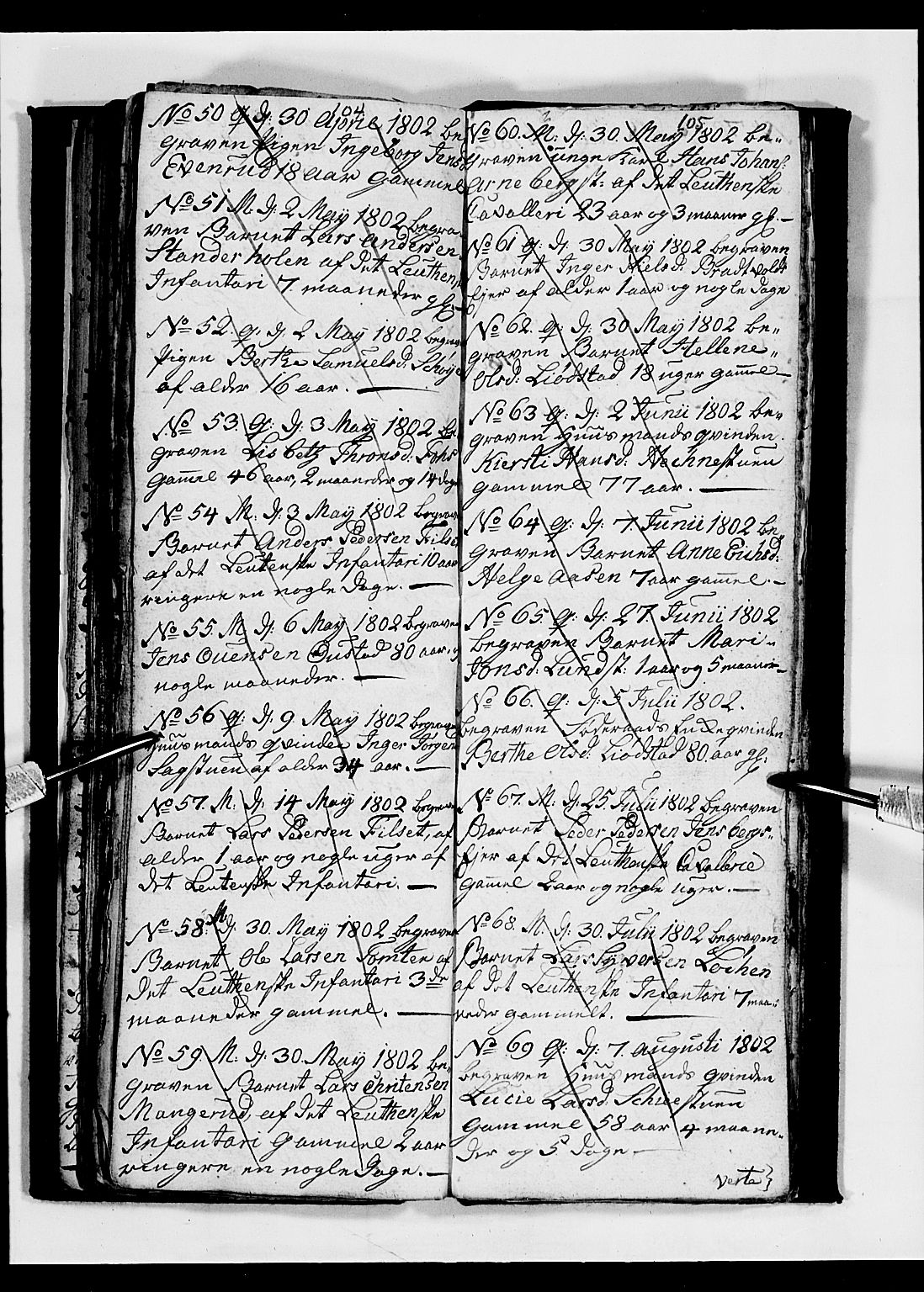 Romedal prestekontor, AV/SAH-PREST-004/L/L0003: Parish register (copy) no. 3, 1801-1806, p. 104-105