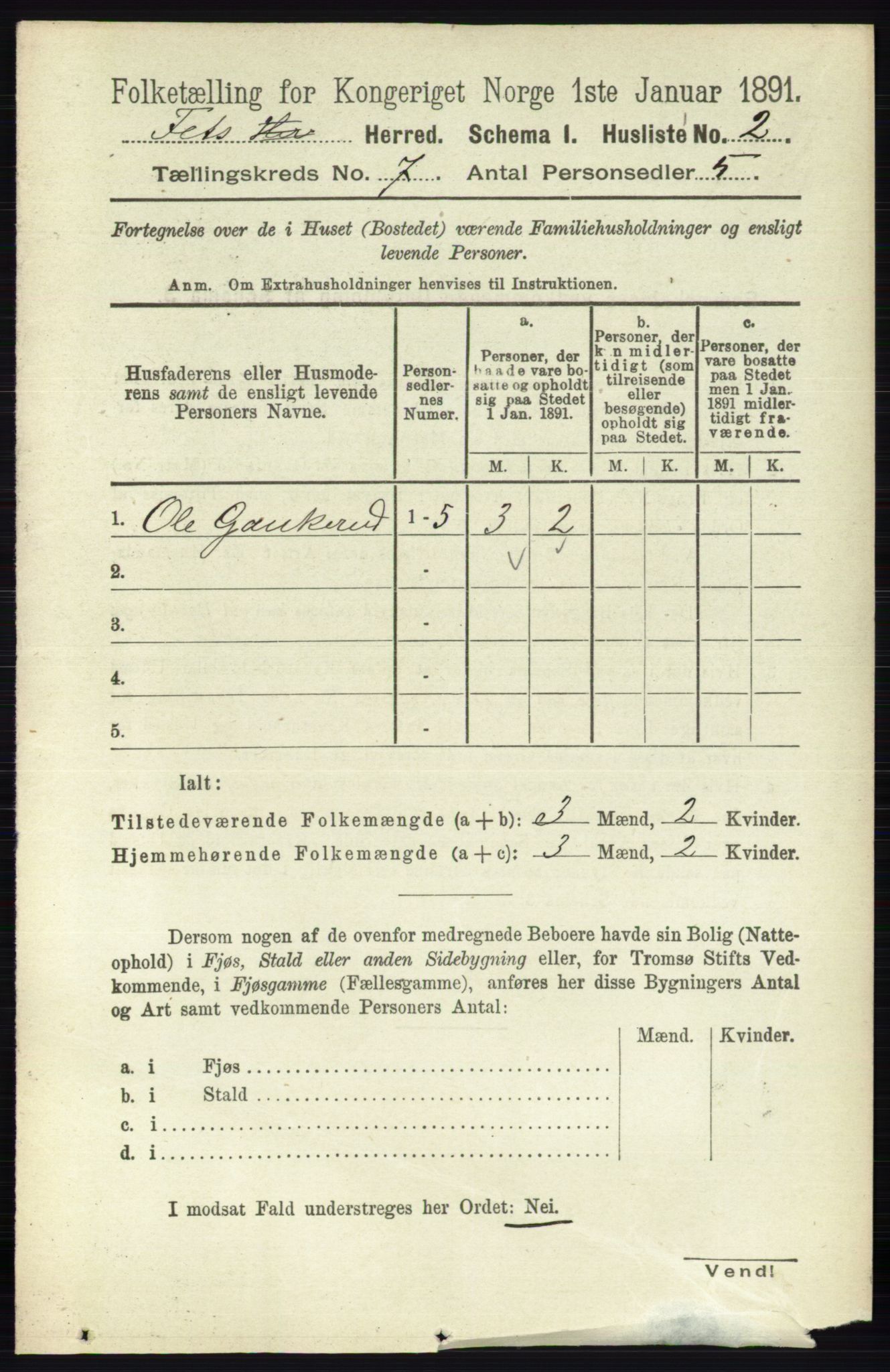 RA, 1891 census for 0227 Fet, 1891, p. 2352