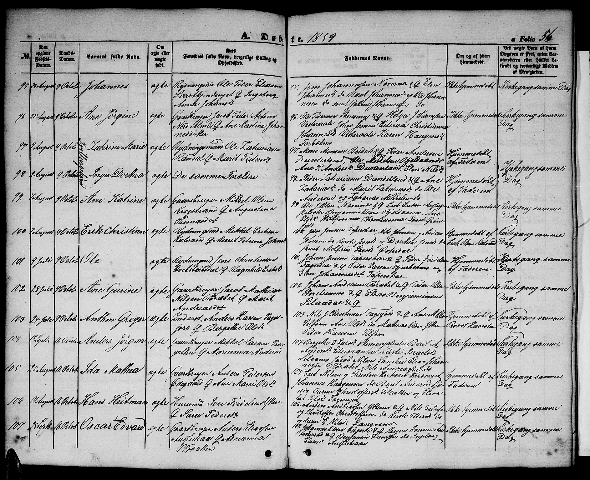 Ministerialprotokoller, klokkerbøker og fødselsregistre - Nordland, SAT/A-1459/827/L0414: Parish register (copy) no. 827C03, 1853-1865, p. 56