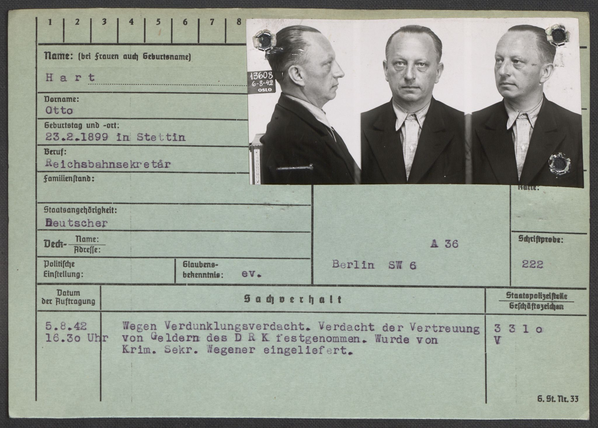 Befehlshaber der Sicherheitspolizei und des SD, AV/RA-RAFA-5969/E/Ea/Eaa/L0004: Register over norske fanger i Møllergata 19: Hal-Hæ, 1940-1945, p. 629