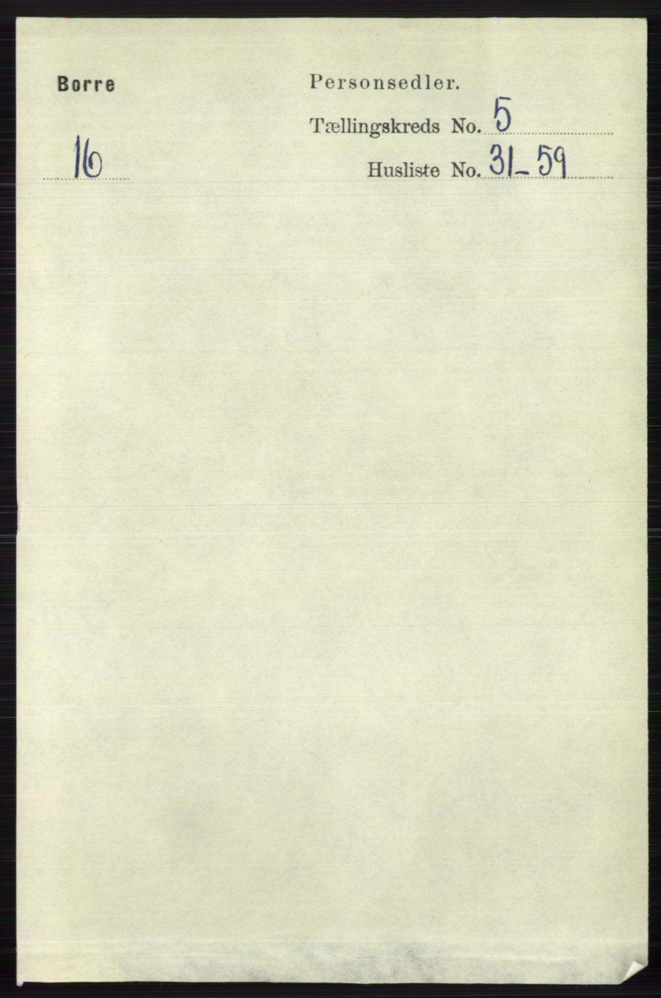 RA, 1891 census for 0717 Borre, 1891, p. 2207