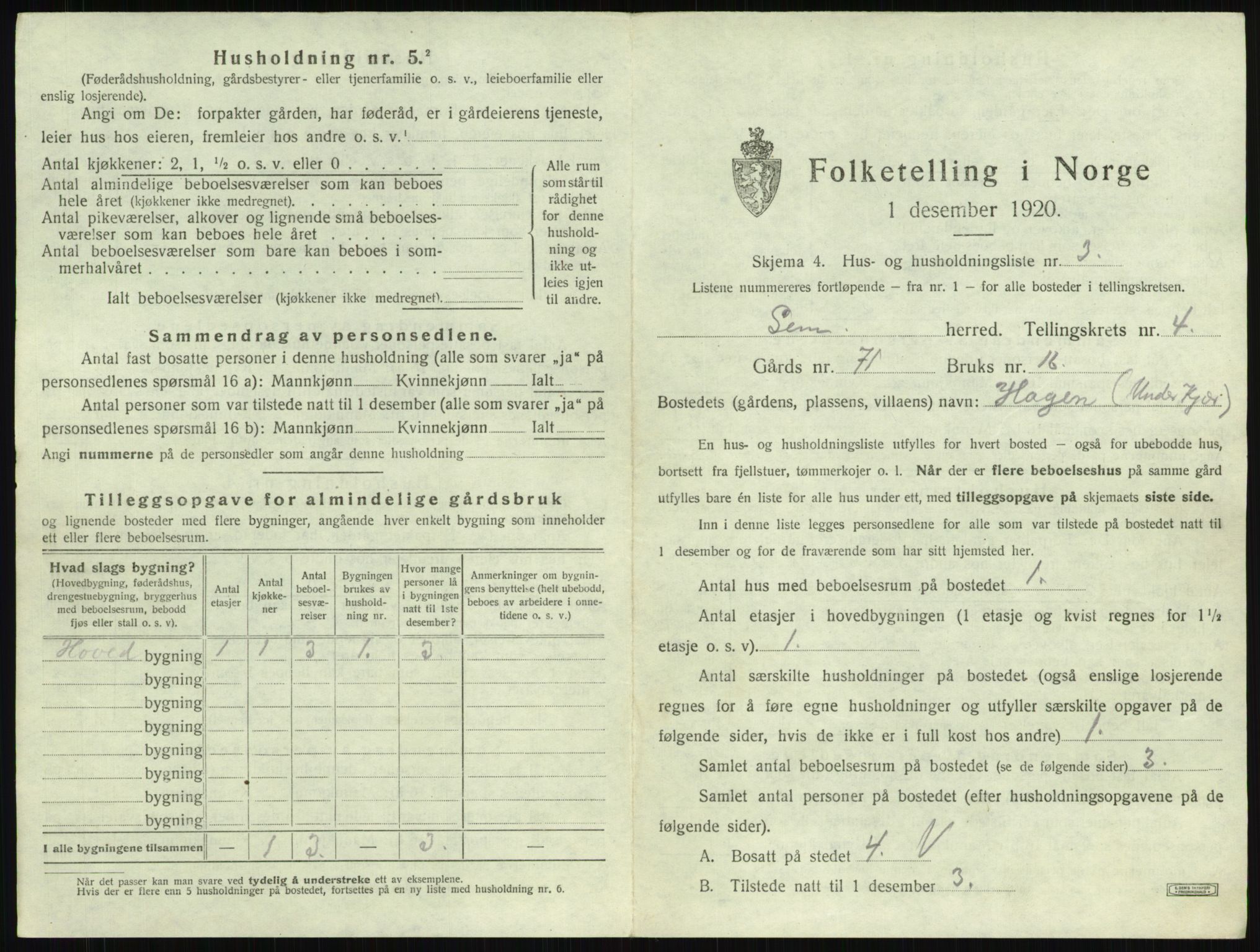 SAKO, 1920 census for Sem, 1920, p. 749