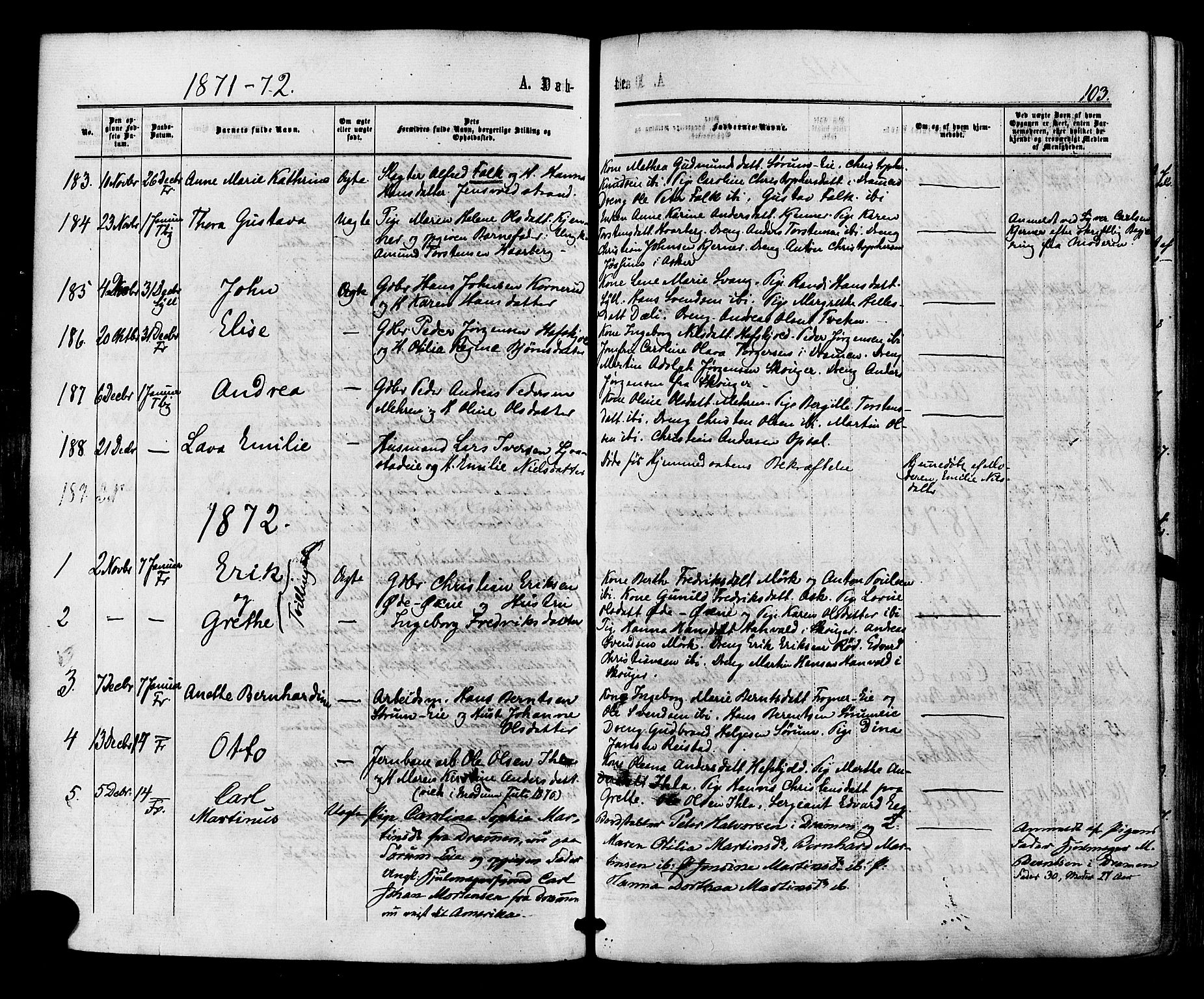 Lier kirkebøker, AV/SAKO-A-230/F/Fa/L0013: Parish register (official) no. I 13, 1865-1874, p. 103