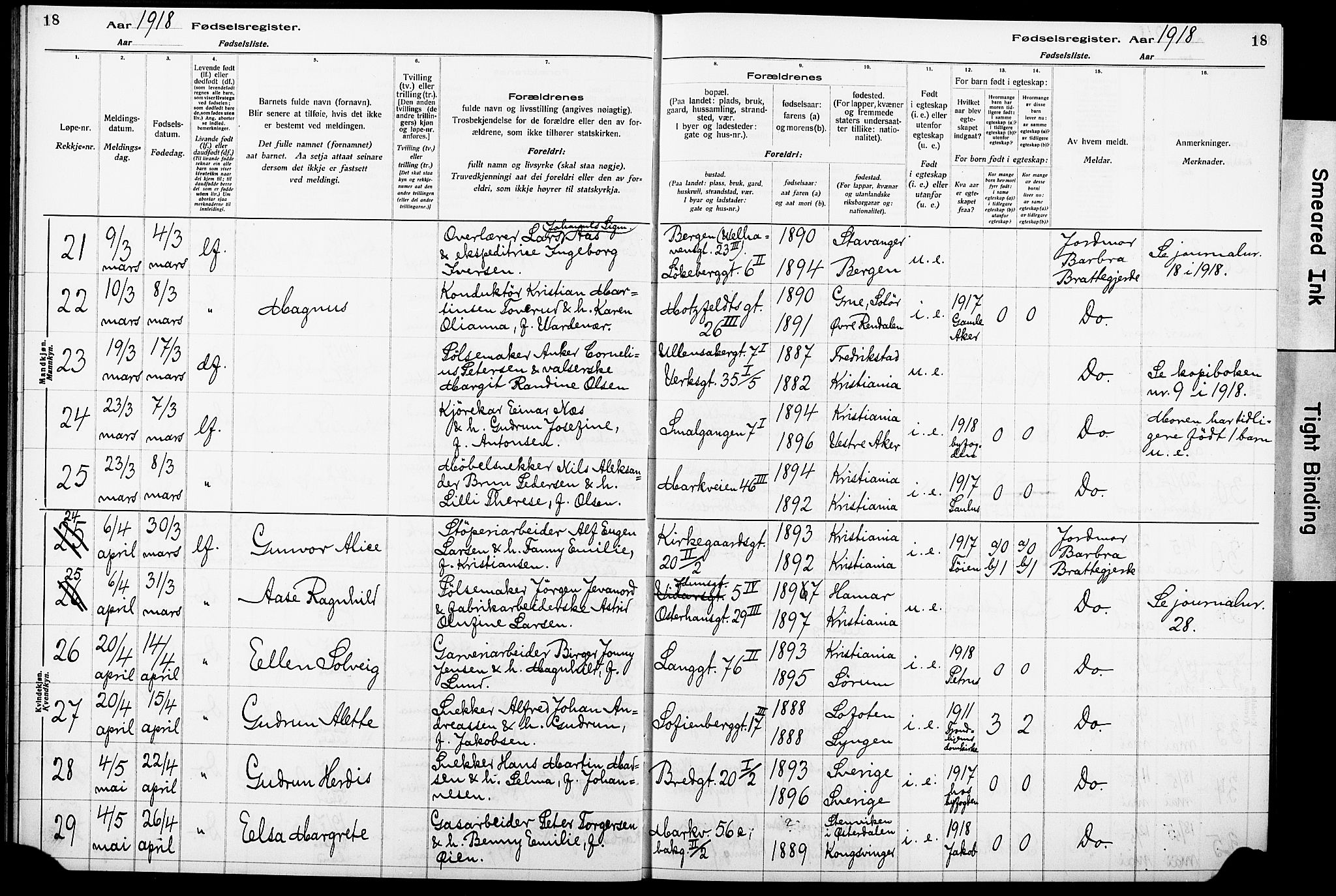 Krohgstøtten sykehusprest Kirkebøker, AV/SAO-A-10854/J/Ja/L0001: Birth register no. 1, 1917-1928, p. 18