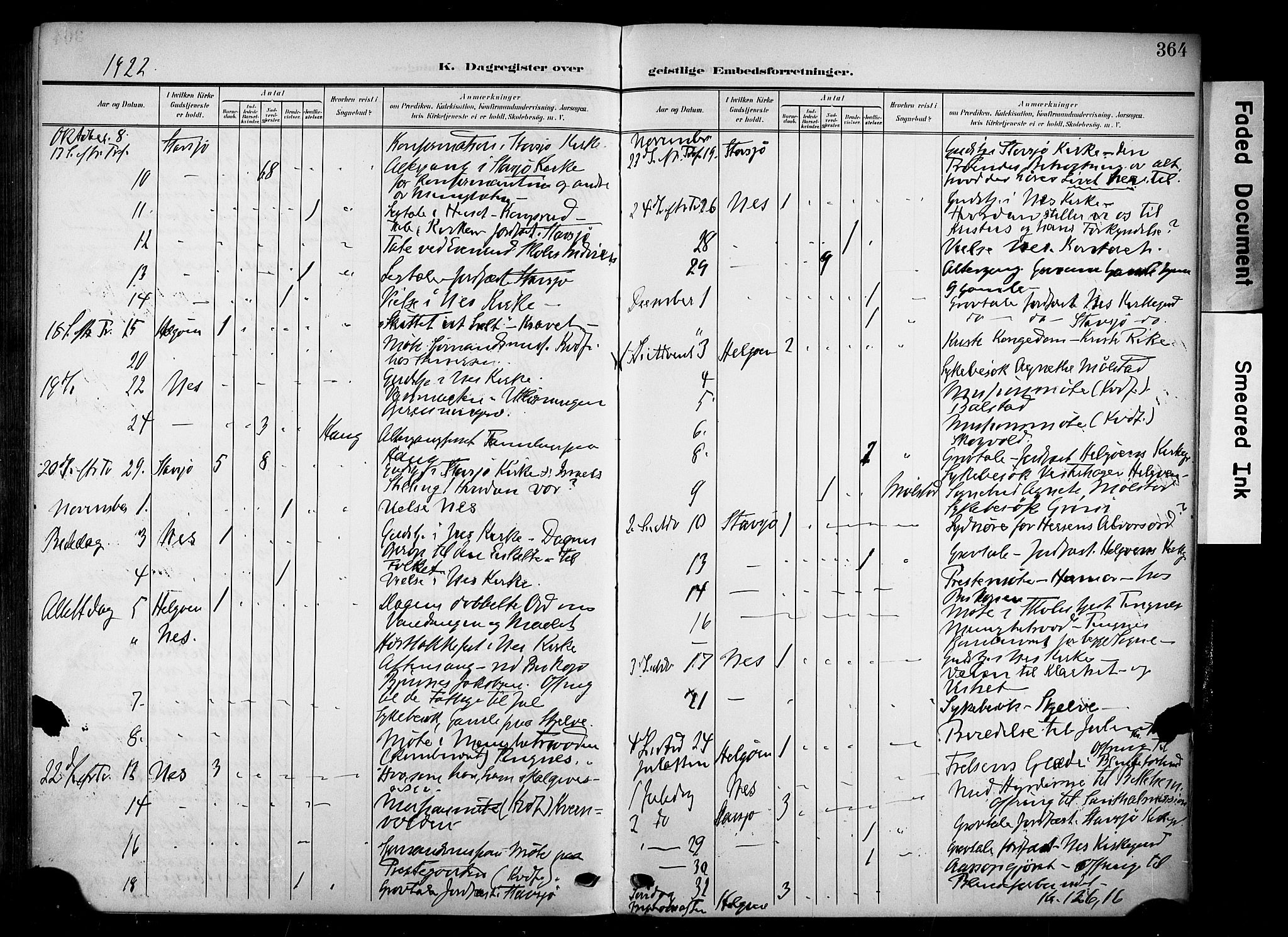 Nes prestekontor, Hedmark, AV/SAH-PREST-020/K/Ka/L0014: Parish register (official) no. 14, 1906-1929, p. 364