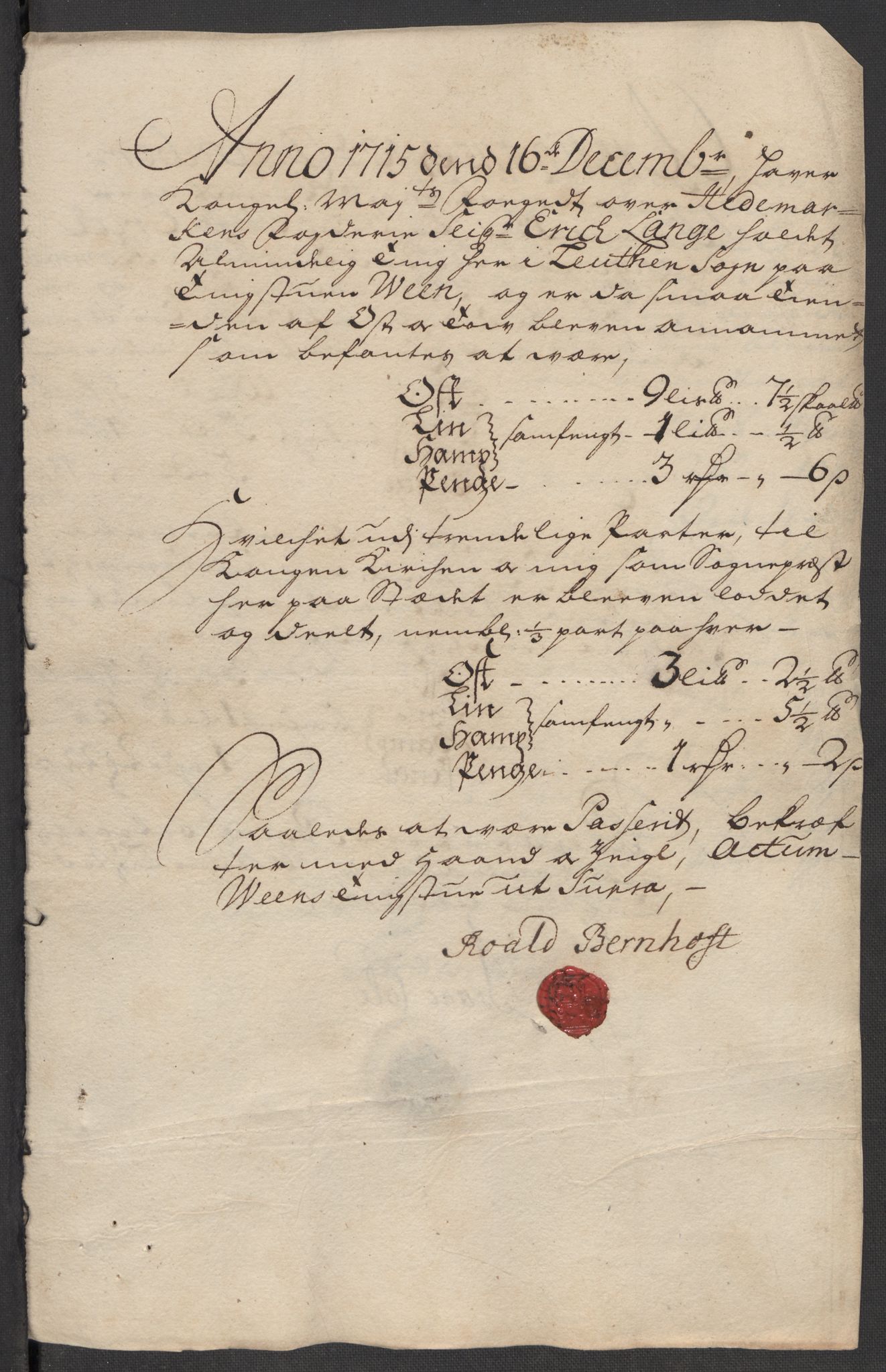 Rentekammeret inntil 1814, Reviderte regnskaper, Fogderegnskap, AV/RA-EA-4092/R16/L1053: Fogderegnskap Hedmark, 1715, p. 329