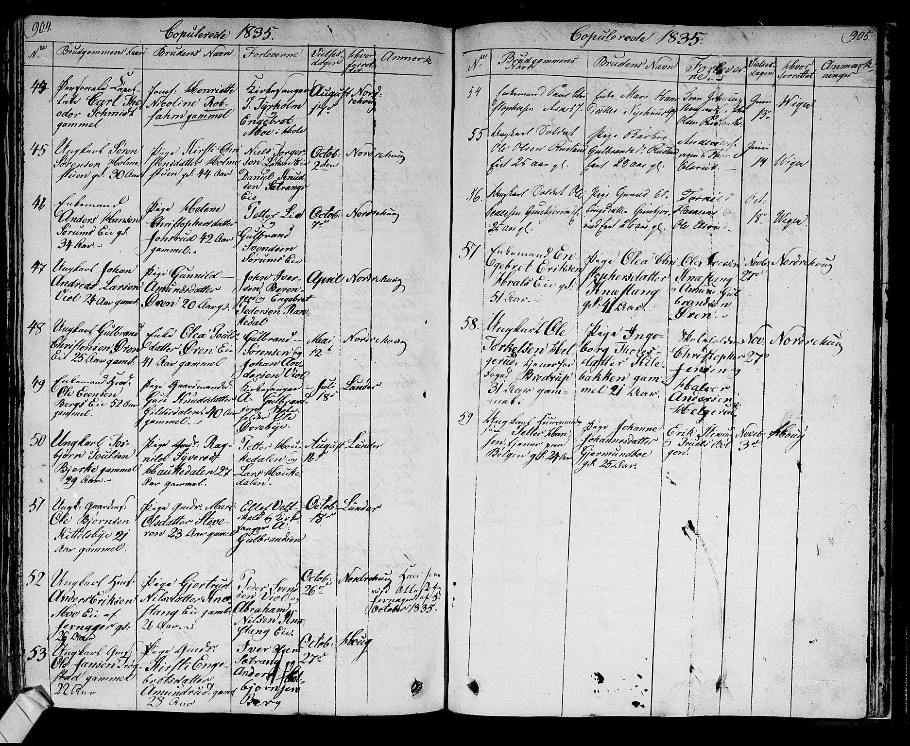 Norderhov kirkebøker, AV/SAKO-A-237/F/Fa/L0009: Parish register (official) no. 9, 1819-1837, p. 904-905