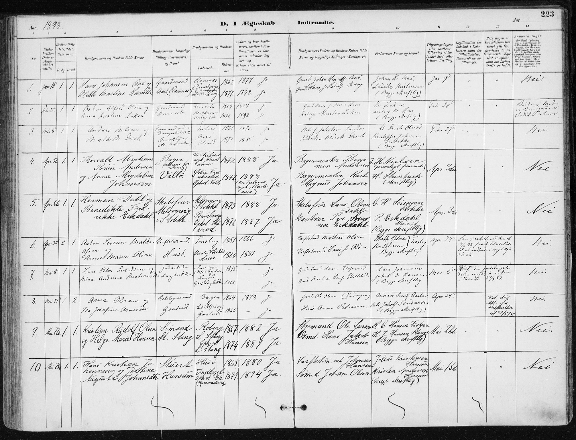 Sem kirkebøker, AV/SAKO-A-5/F/Fb/L0005: Parish register (official) no. II 5, 1892-1904, p. 223