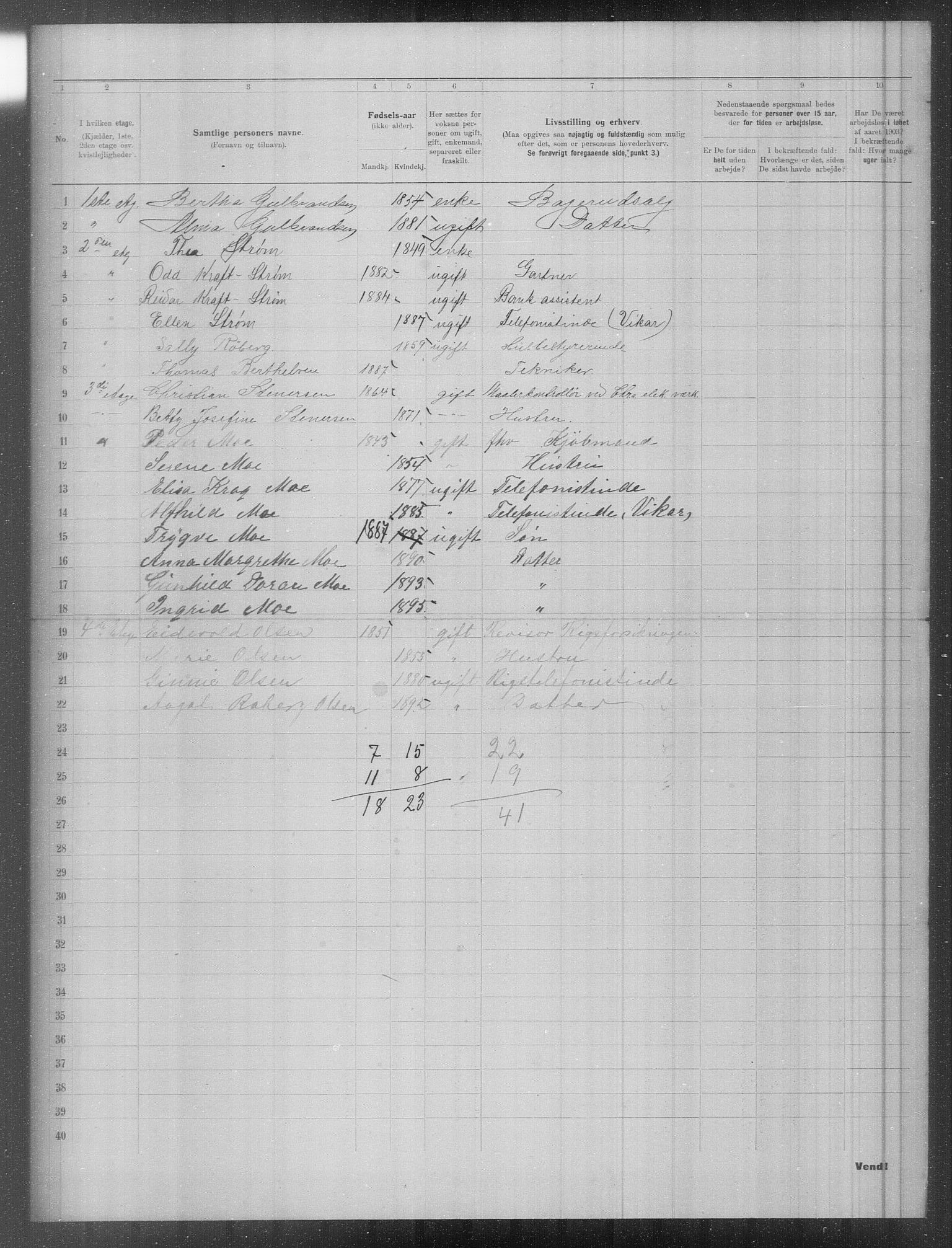 OBA, Municipal Census 1903 for Kristiania, 1903, p. 1699