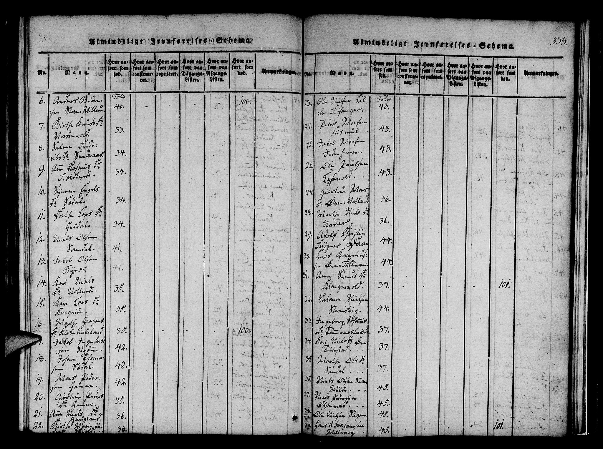 Fana Sokneprestembete, SAB/A-75101/H/Haa/Haaa/L0007: Parish register (official) no. A 7, 1816-1828, p. 333