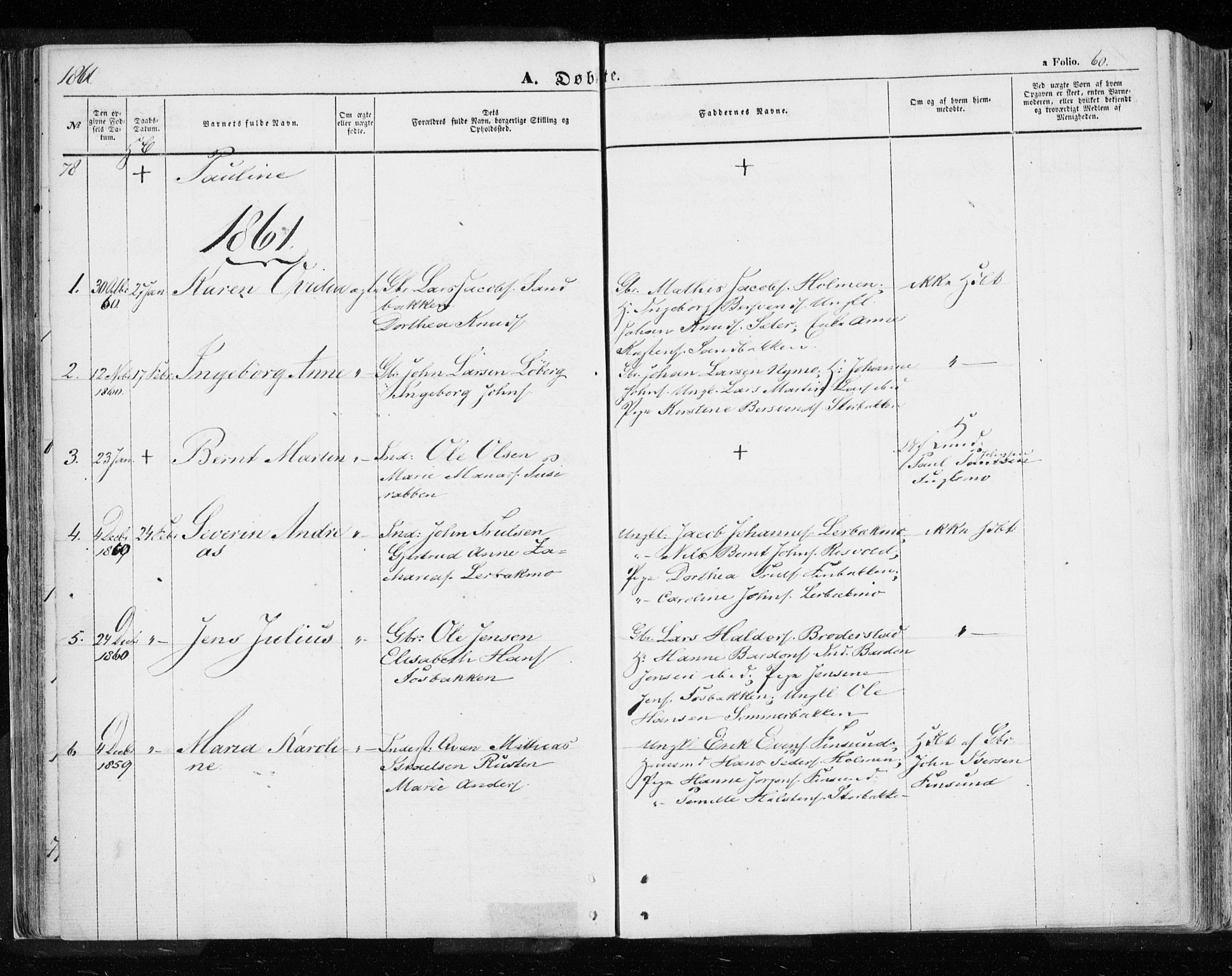 Målselv sokneprestembete, SATØ/S-1311/G/Ga/Gaa/L0003kirke: Parish register (official) no. 3, 1853-1863, p. 60