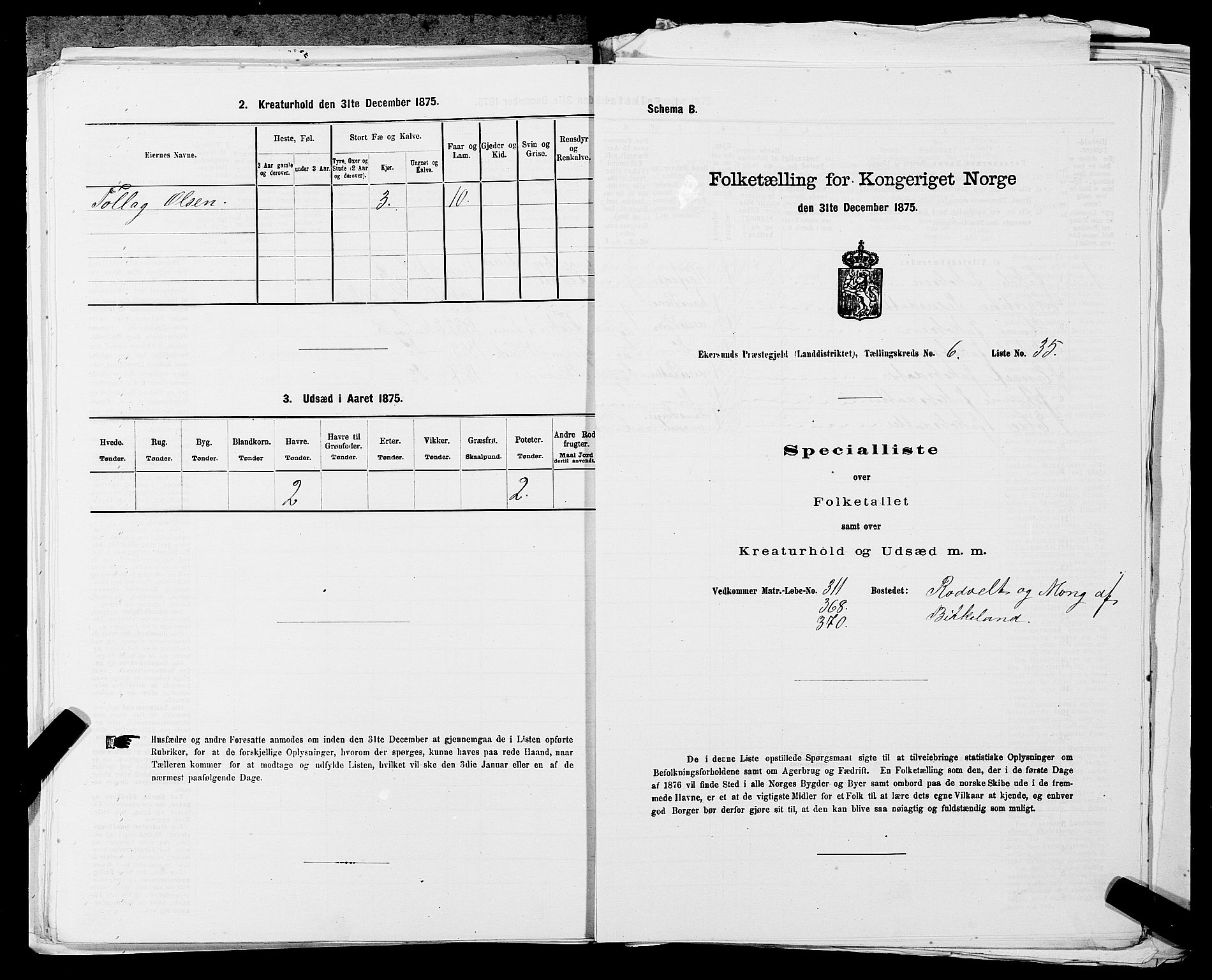 SAST, 1875 census for 1116L Eigersund/Eigersund og Ogna, 1875, p. 710