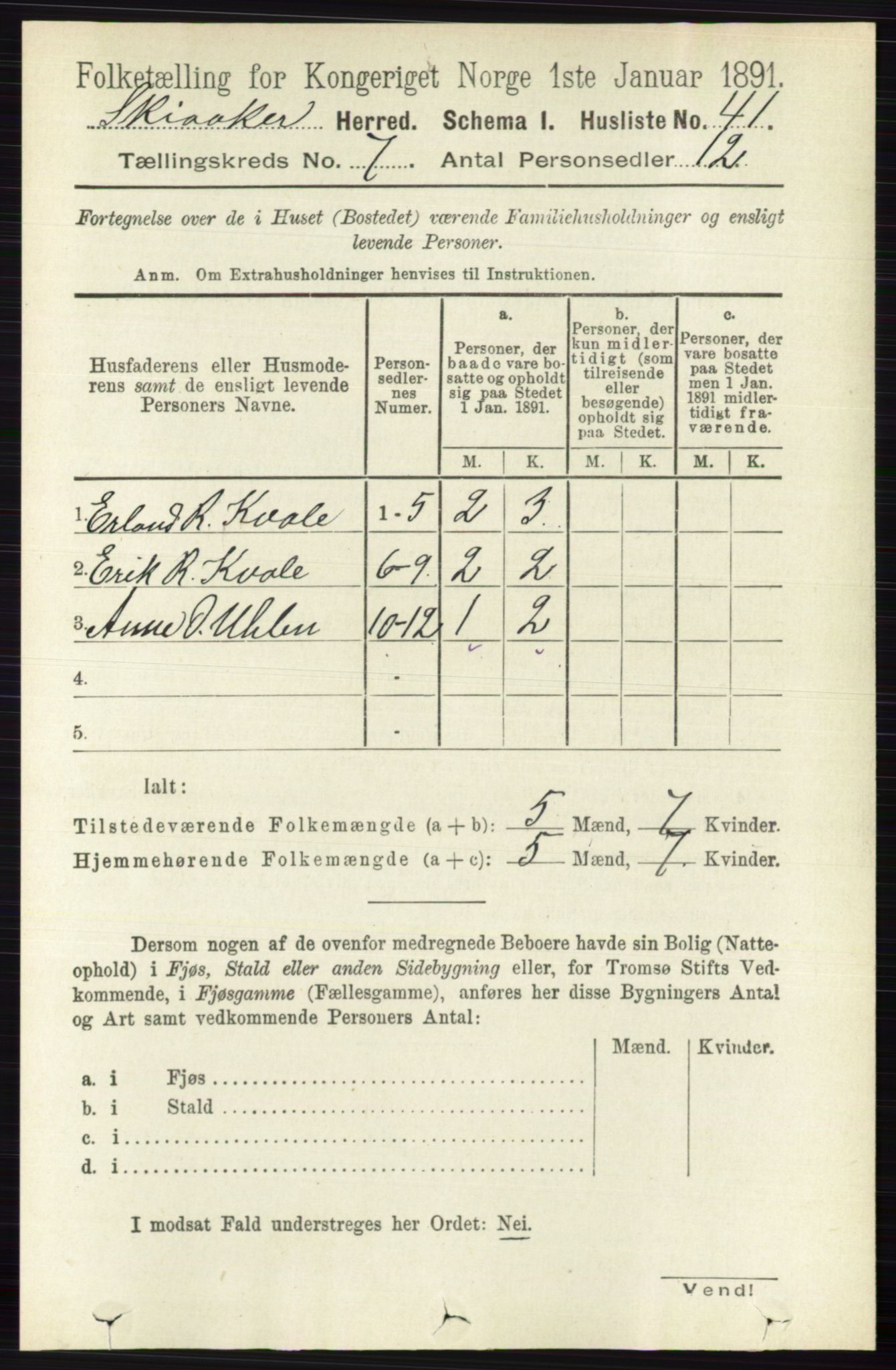 RA, 1891 census for 0513 Skjåk, 1891, p. 2282