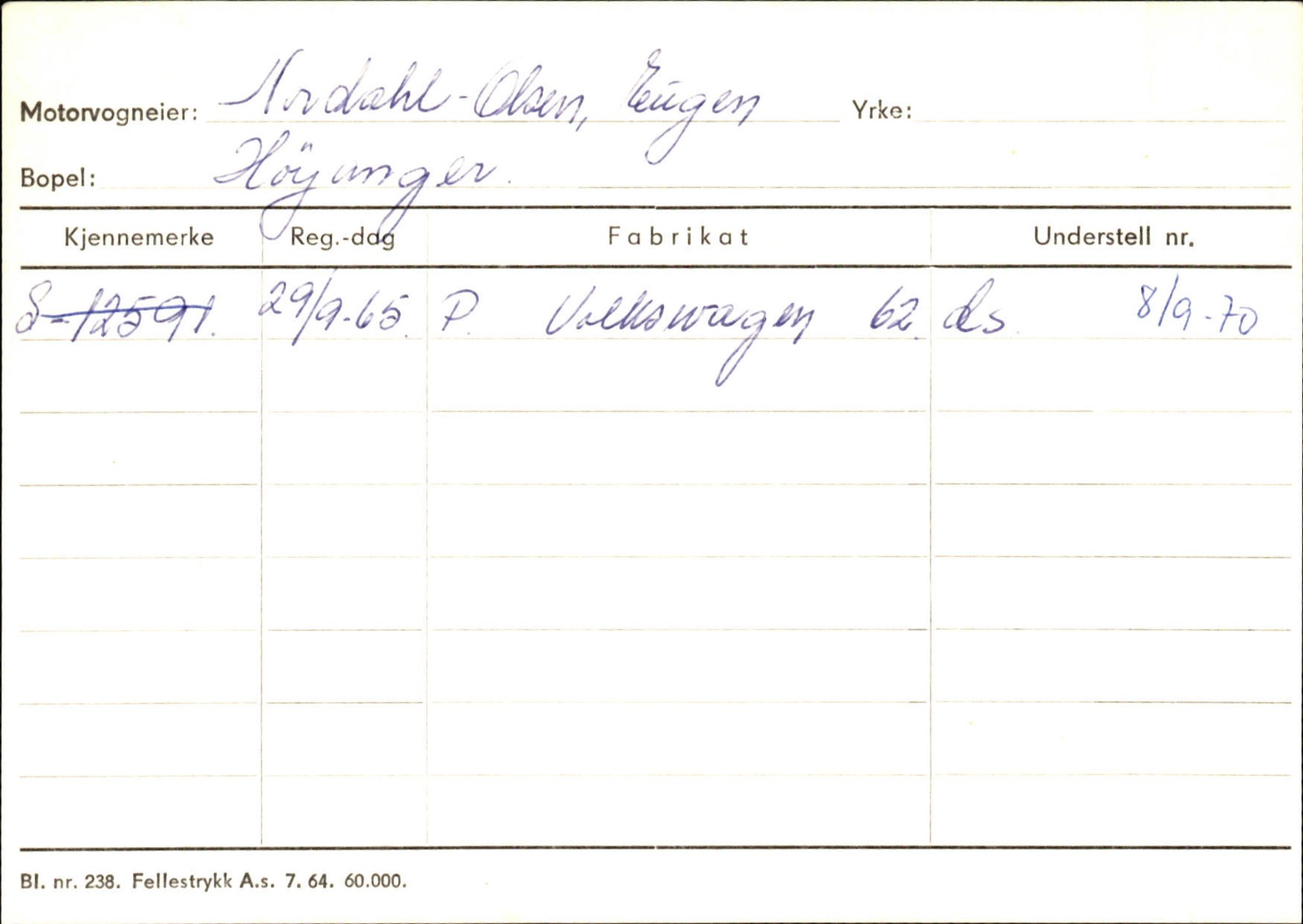 Statens vegvesen, Sogn og Fjordane vegkontor, SAB/A-5301/4/F/L0130: Eigarregister Eid T-Å. Høyanger A-O, 1945-1975, p. 2309