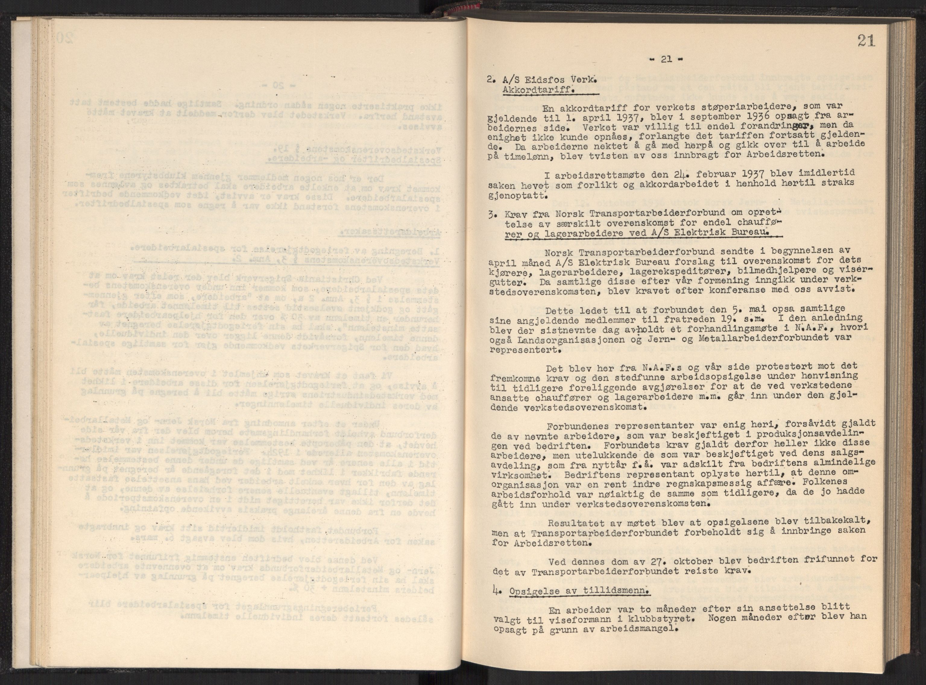 Teknologibedriftenes Landsforening TBL, RA/PA-1700/A/Ad/L0006: Årsberetning med register, 1937-1943, p. 21