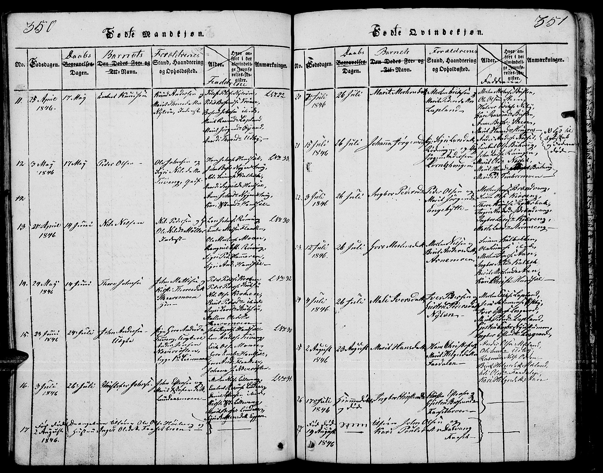 Tynset prestekontor, SAH/PREST-058/H/Ha/Hab/L0001: Parish register (copy) no. 1, 1814-1859, p. 350-351