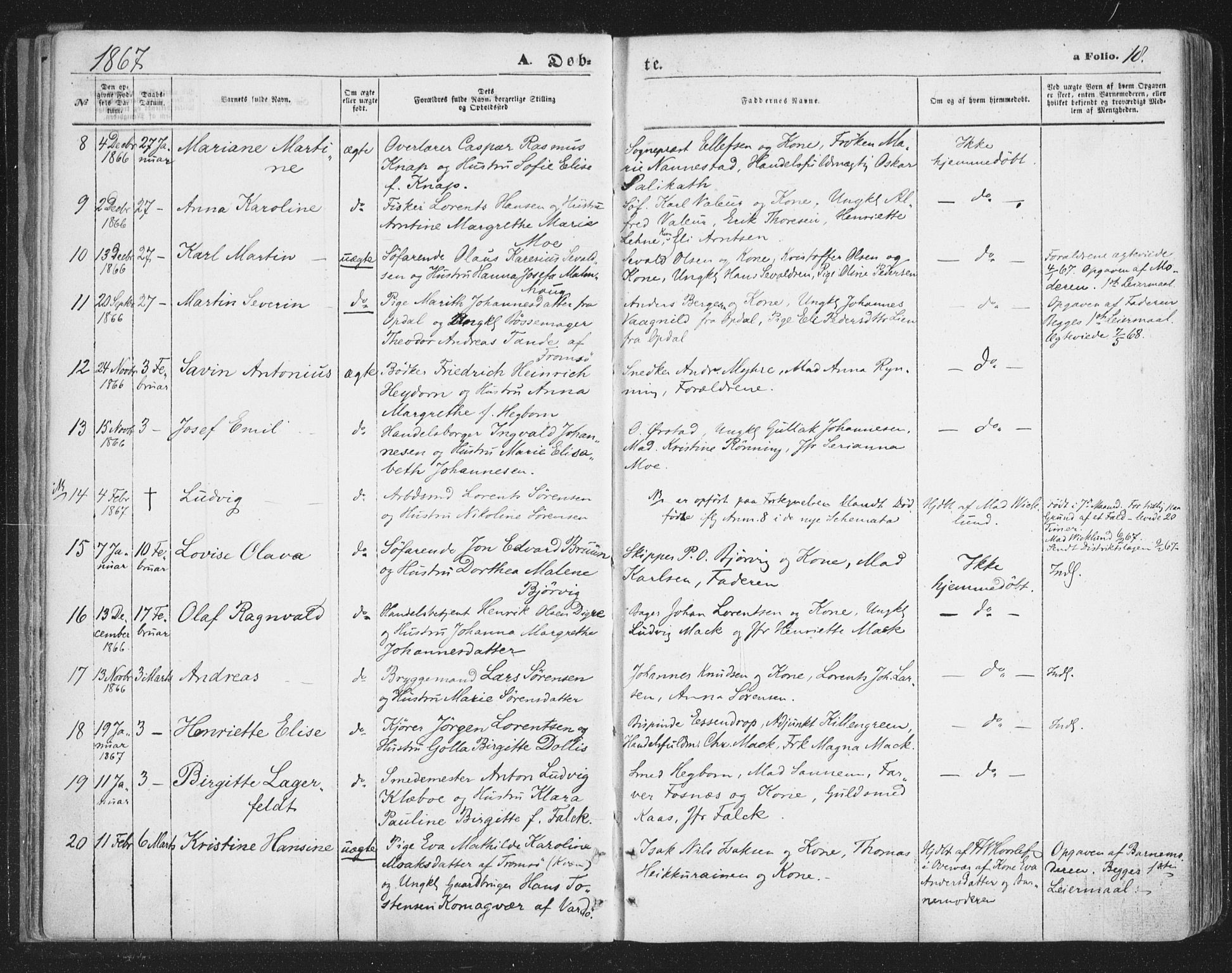 Tromsø sokneprestkontor/stiftsprosti/domprosti, SATØ/S-1343/G/Ga/L0012kirke: Parish register (official) no. 12, 1865-1871, p. 18
