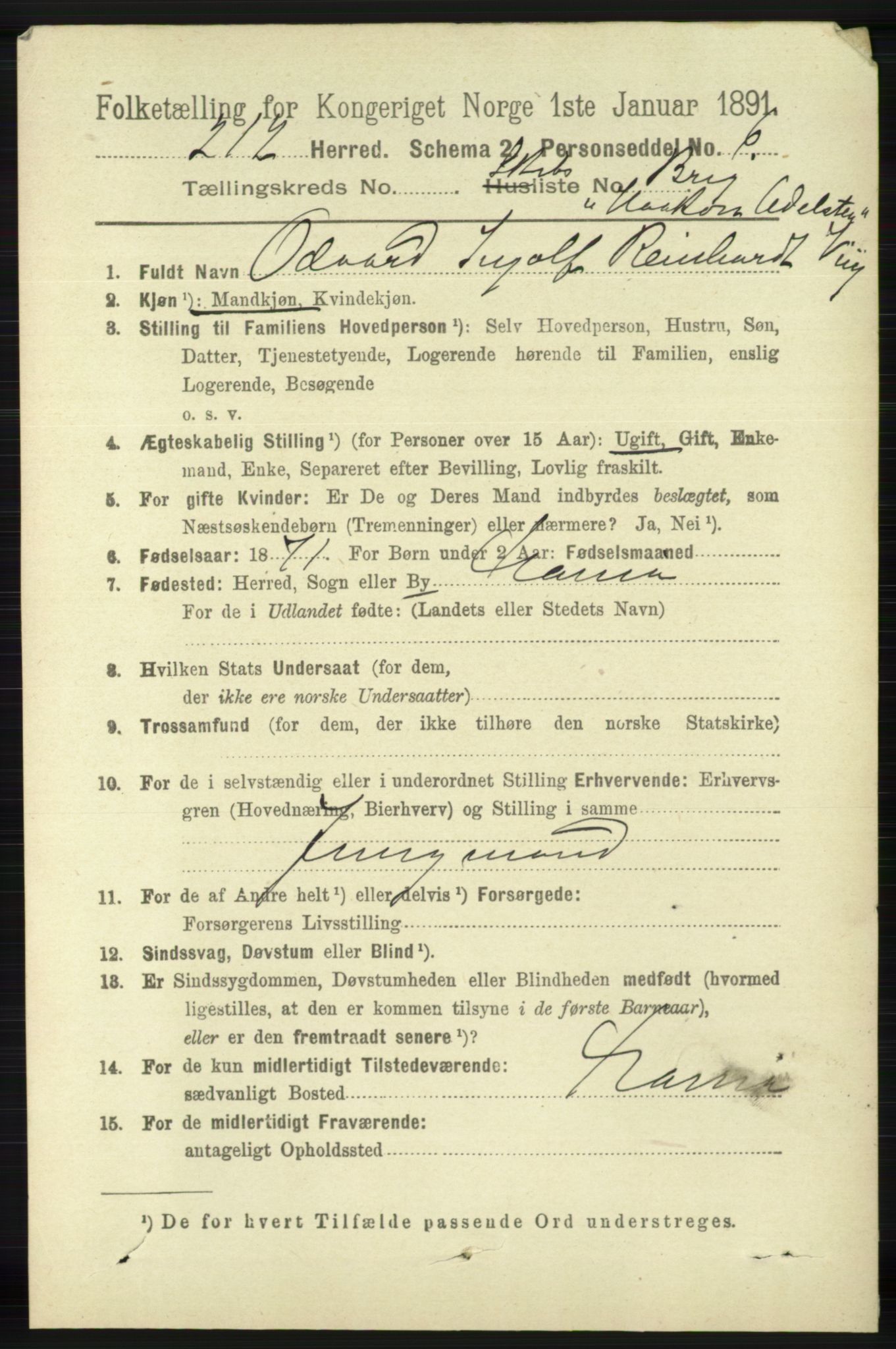 RA, 1891 census for 1116 Eigersund herred, 1891, p. 3437