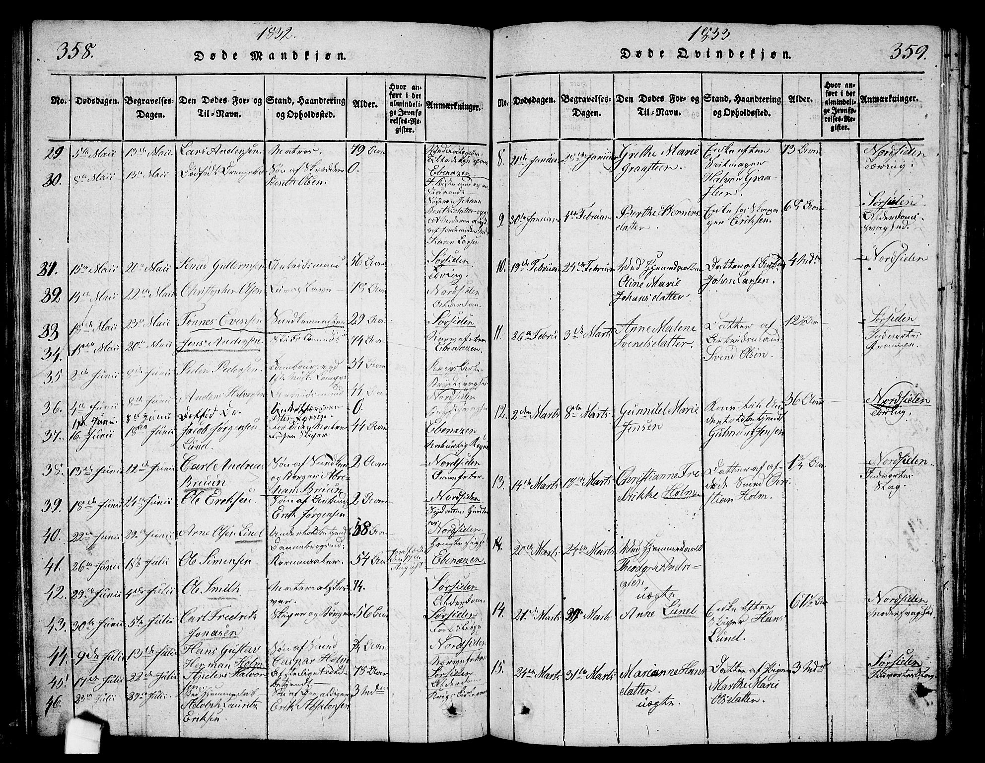 Halden prestekontor Kirkebøker, AV/SAO-A-10909/G/Ga/L0001: Parish register (copy) no. 1, 1815-1833, p. 358-359