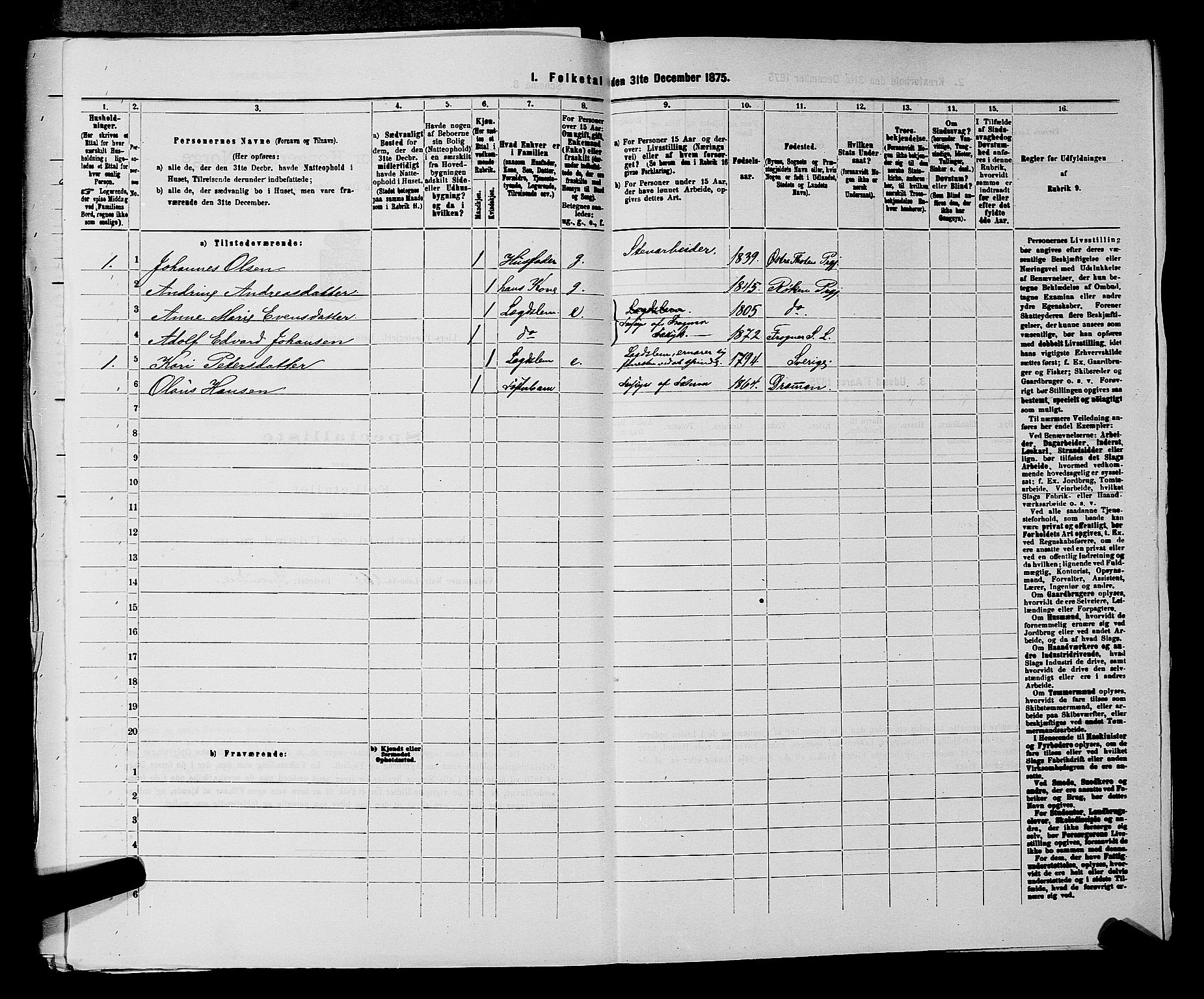 SAKO, 1875 census for 0626P Lier, 1875, p. 1604