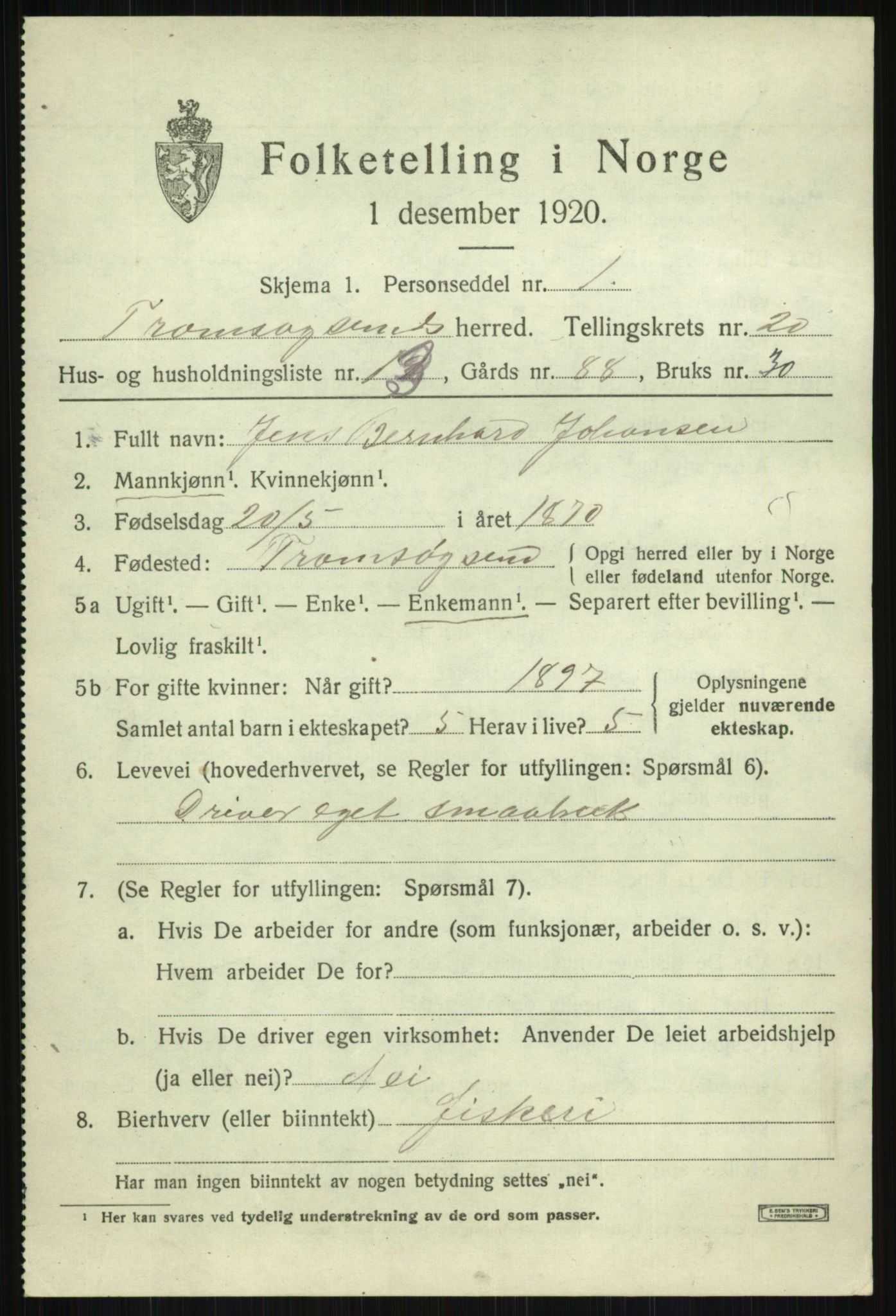 SATØ, 1920 census for Tromsøysund, 1920, p. 10742