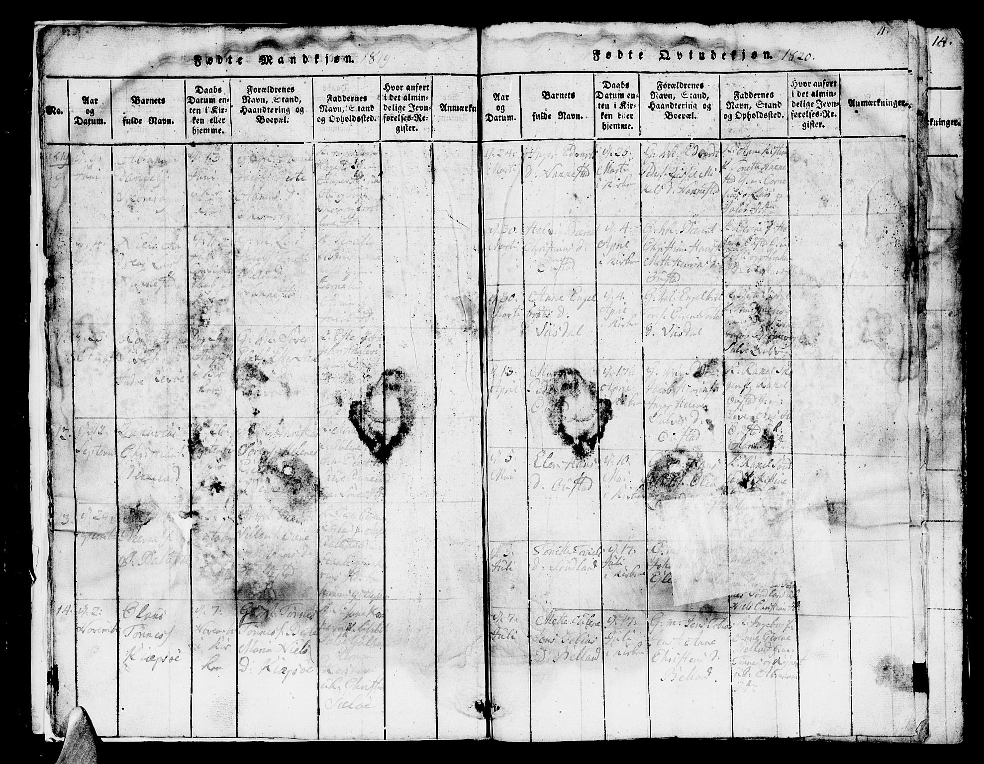 Lyngdal sokneprestkontor, AV/SAK-1111-0029/F/Fb/Fba/L0001: Parish register (copy) no. B 1, 1816-1876, p. 11