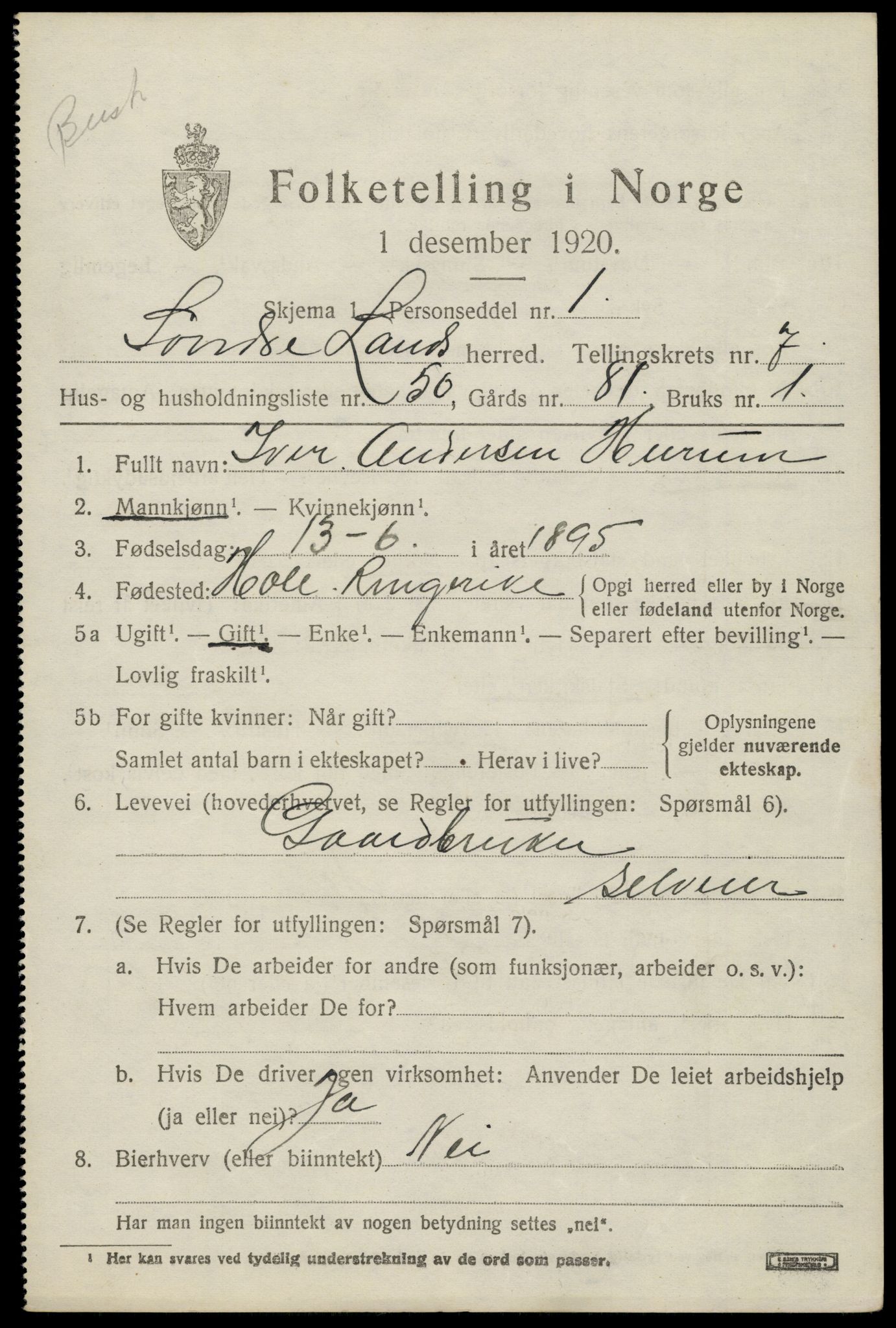 SAH, 1920 census for Søndre Land, 1920, p. 7565