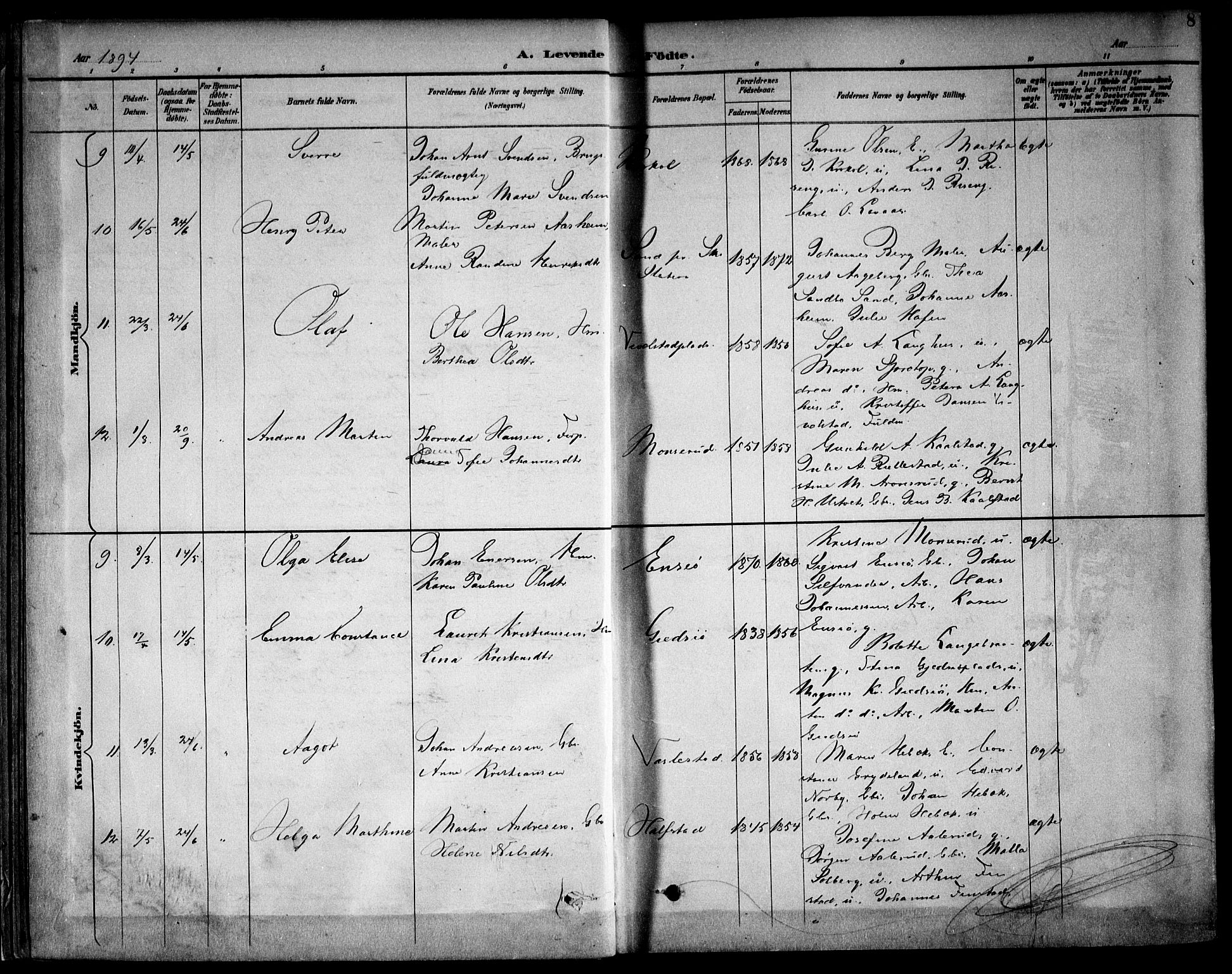 Kråkstad prestekontor Kirkebøker, AV/SAO-A-10125a/F/Fb/L0002: Parish register (official) no. II 2, 1893-1917, p. 8