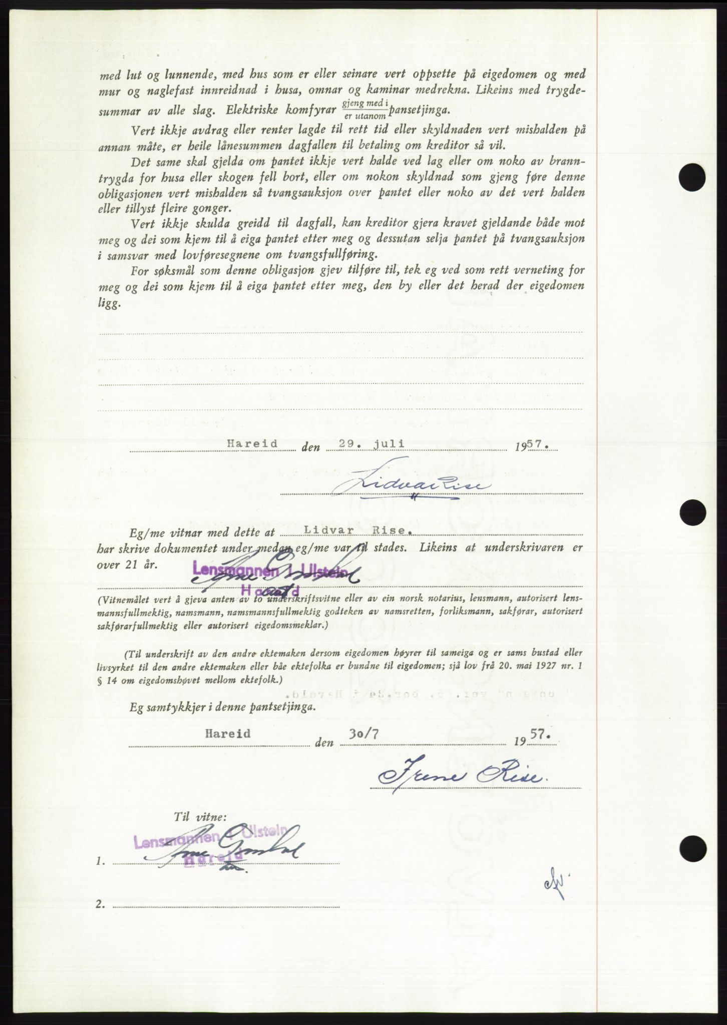 Søre Sunnmøre sorenskriveri, AV/SAT-A-4122/1/2/2C/L0130: Mortgage book no. 18B, 1957-1958, Diary no: : 1854/1957