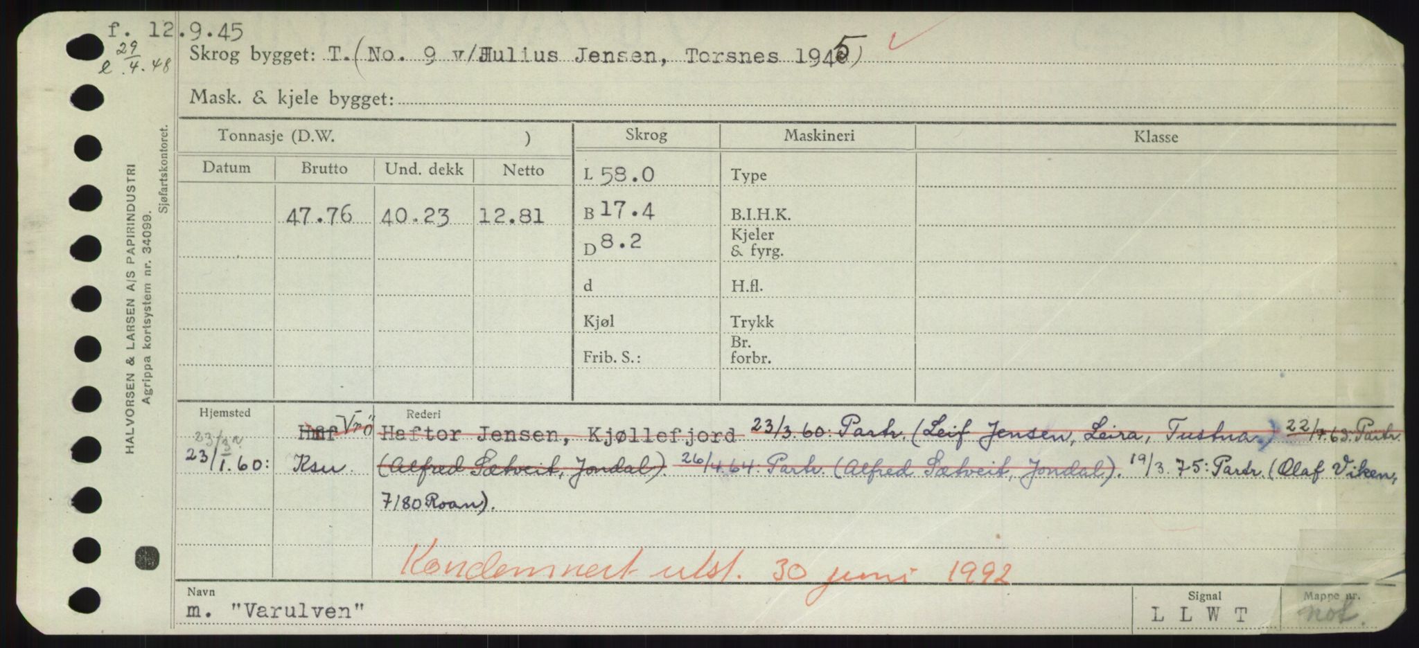 Sjøfartsdirektoratet med forløpere, Skipsmålingen, RA/S-1627/H/Hd/L0040: Fartøy, U-Ve, p. 399