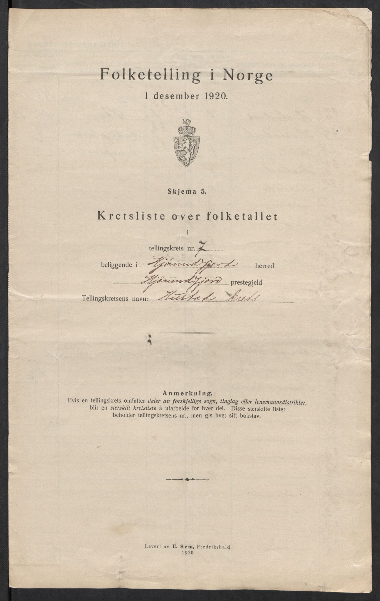 SAT, 1920 census for Hjørundfjord, 1920, p. 25