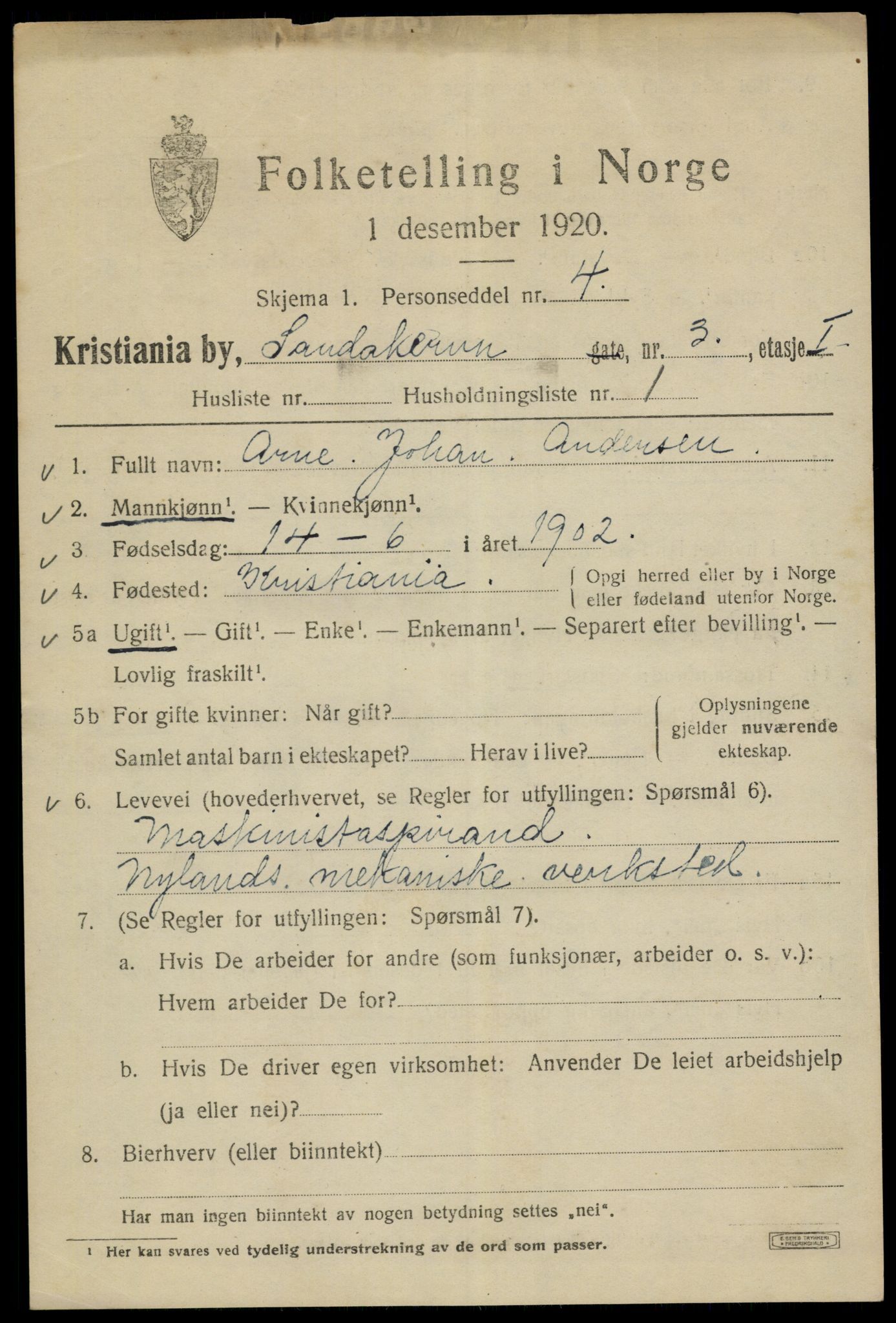 SAO, 1920 census for Kristiania, 1920, p. 477649