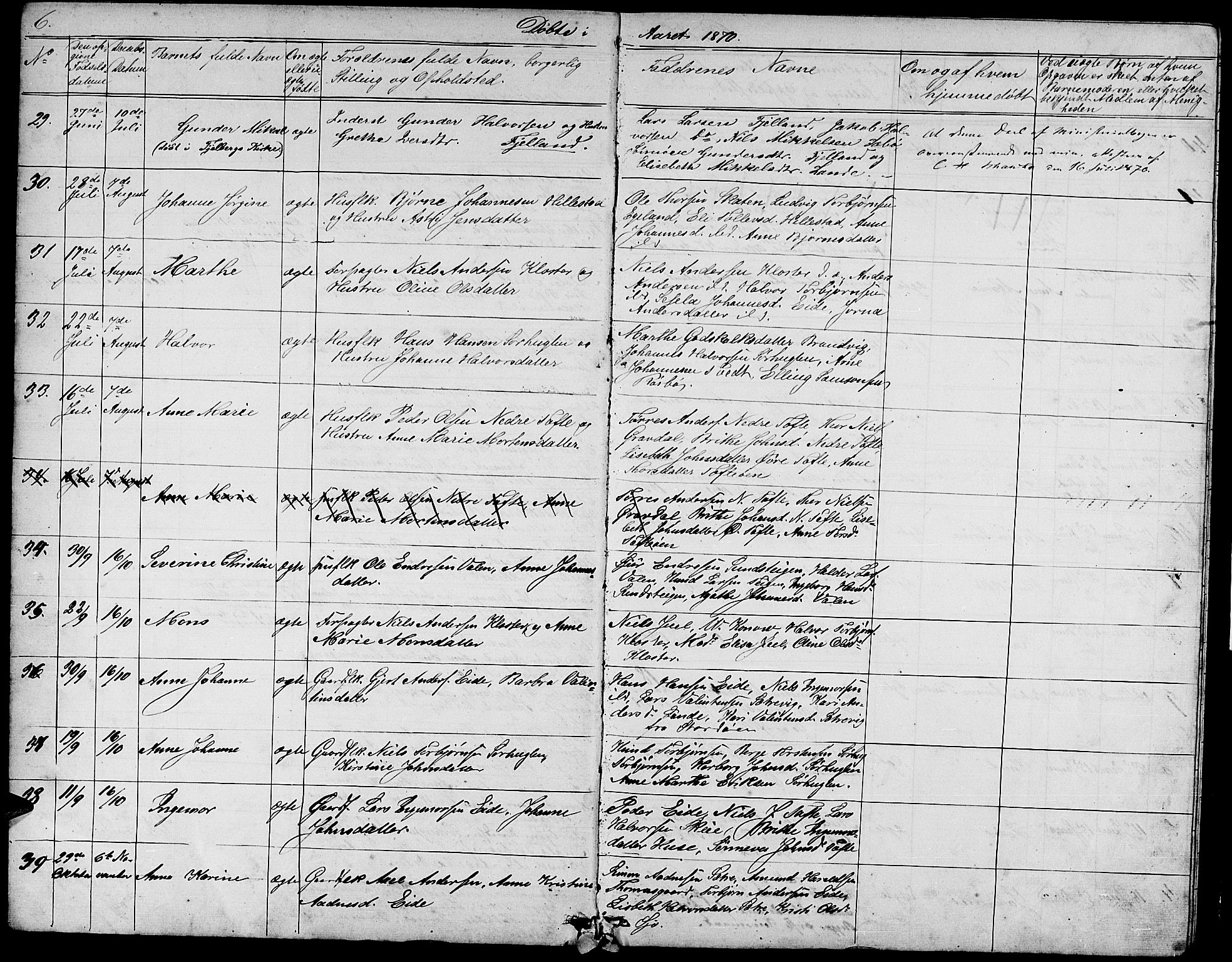 Fjelberg sokneprestembete, SAB/A-75201/H/Hab: Parish register (copy) no. B 3, 1868-1888, p. 6