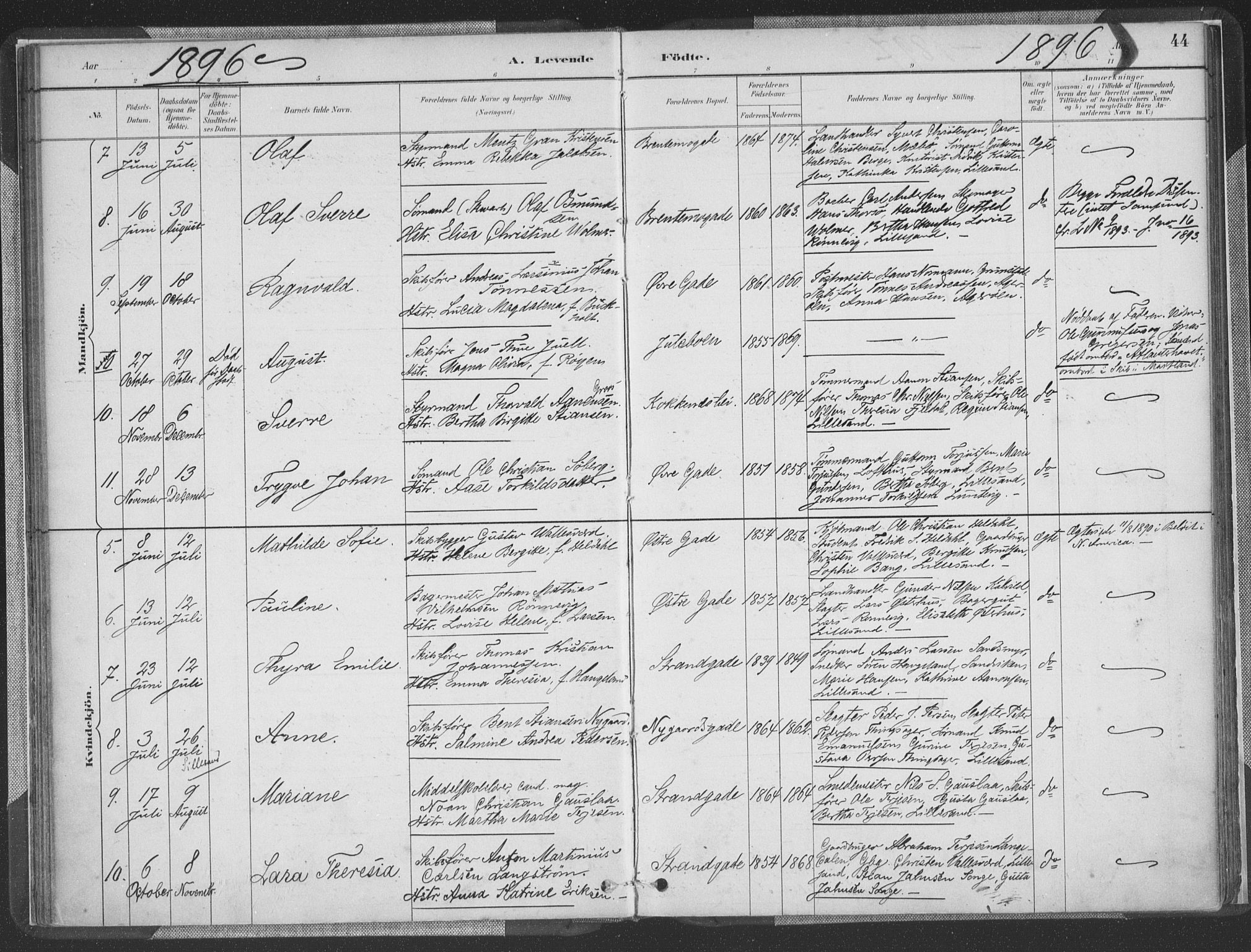 Vestre Moland sokneprestkontor, AV/SAK-1111-0046/F/Fa/Faa/L0001: Parish register (official) no. A 1, 1884-1899, p. 45