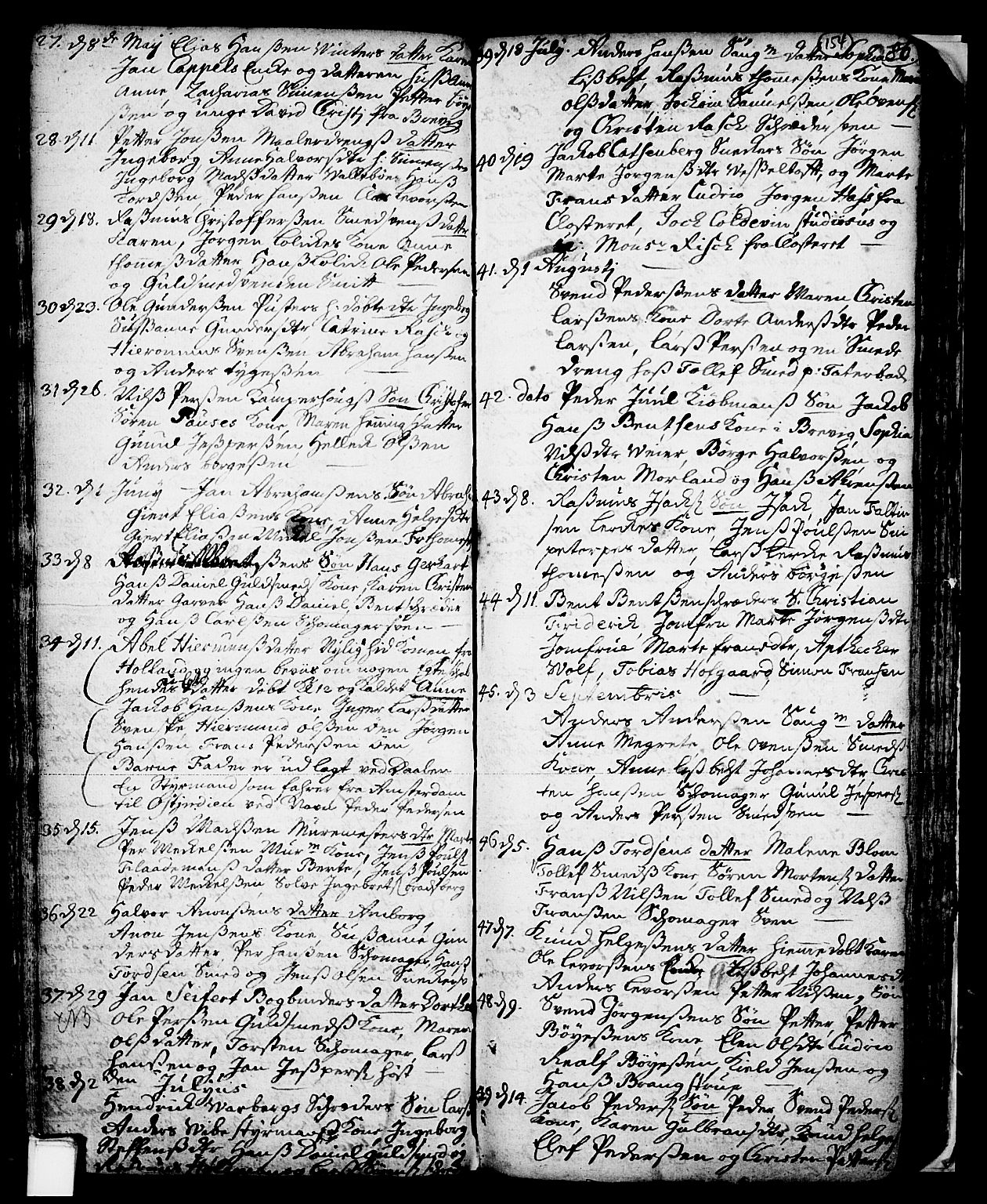 Skien kirkebøker, SAKO/A-302/F/Fa/L0002: Parish register (official) no. 2, 1716-1757, p. 154