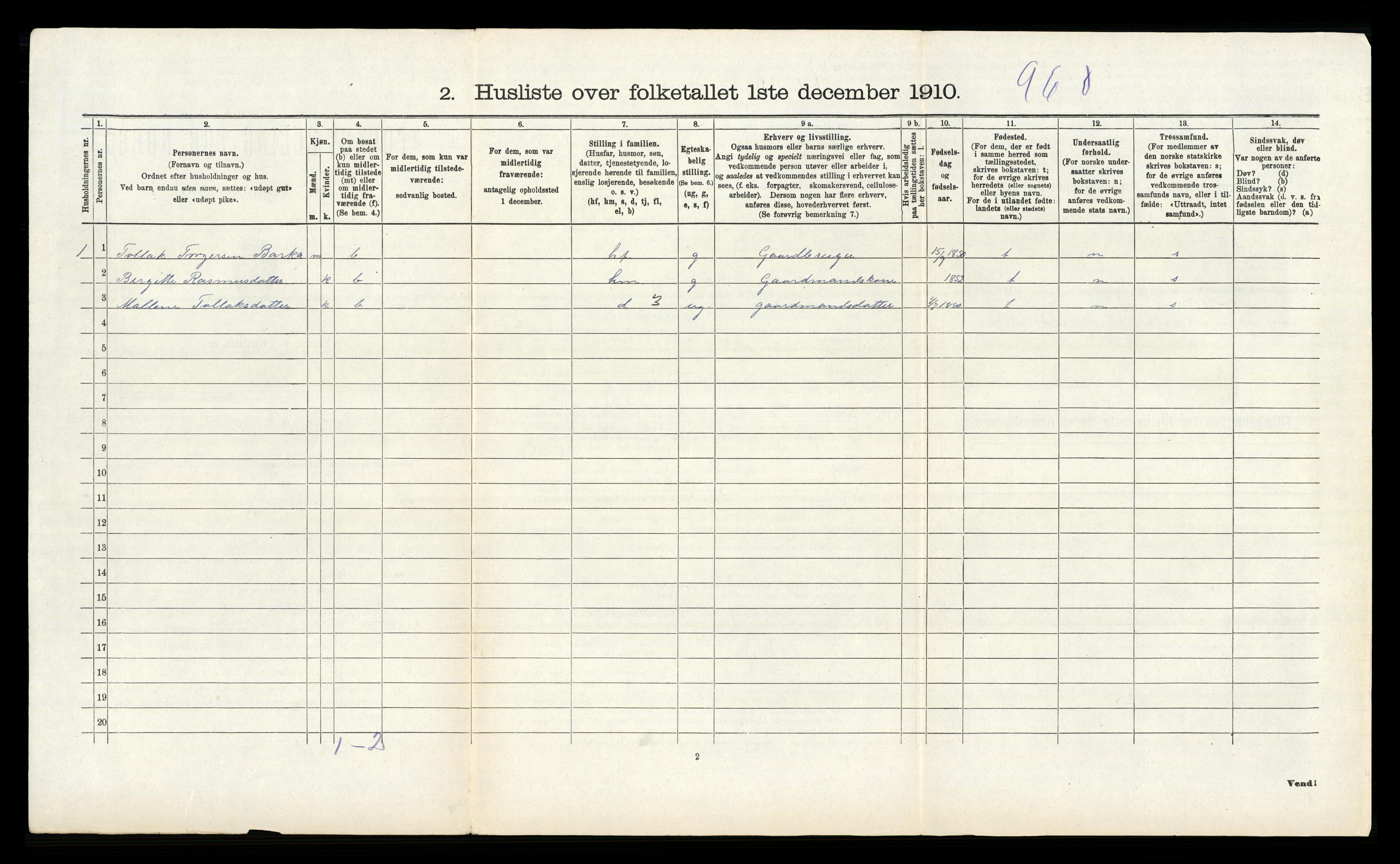 RA, 1910 census for Strand, 1910, p. 608