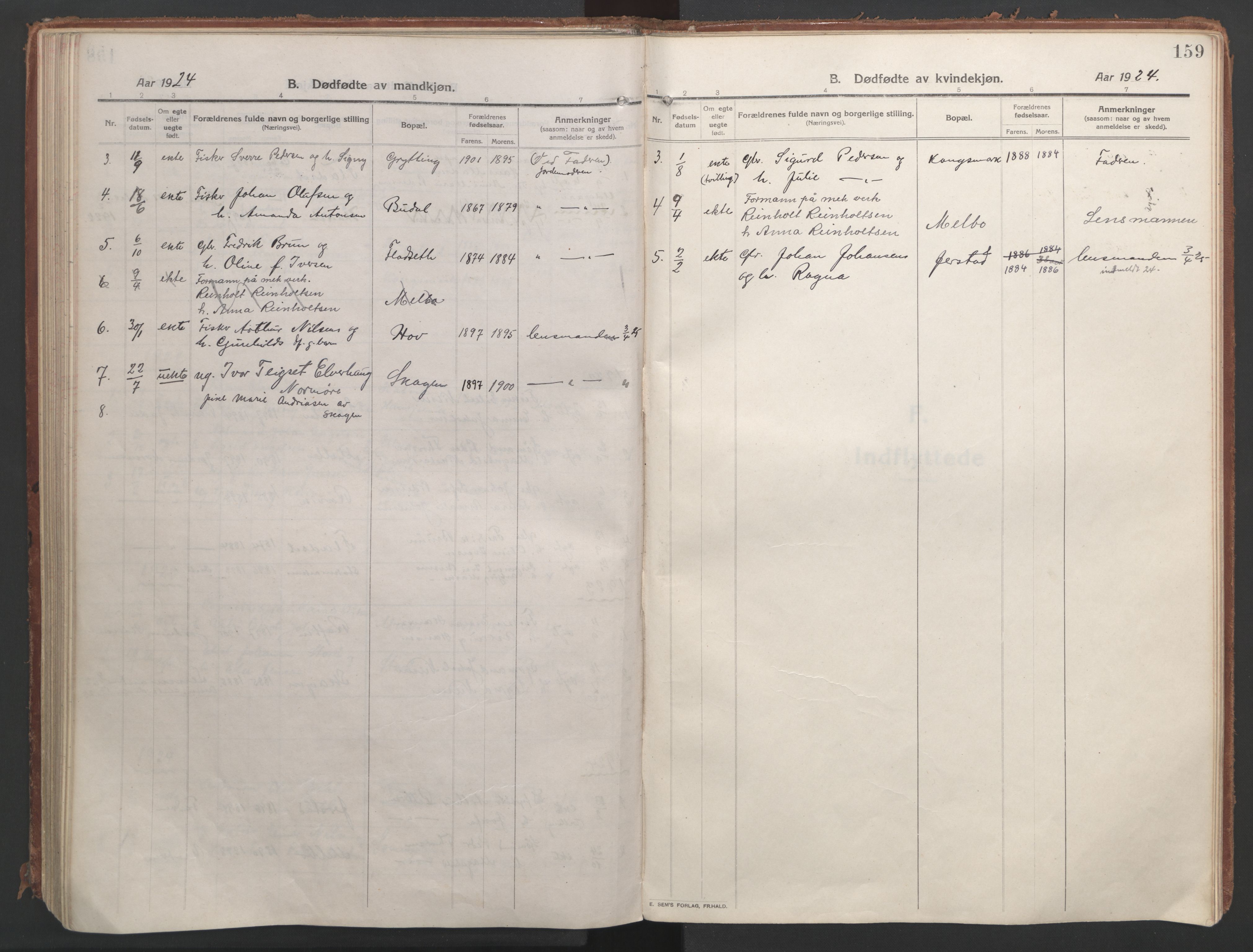 Ministerialprotokoller, klokkerbøker og fødselsregistre - Nordland, AV/SAT-A-1459/888/L1250: Parish register (official) no. 888A16, 1913-1925, p. 159