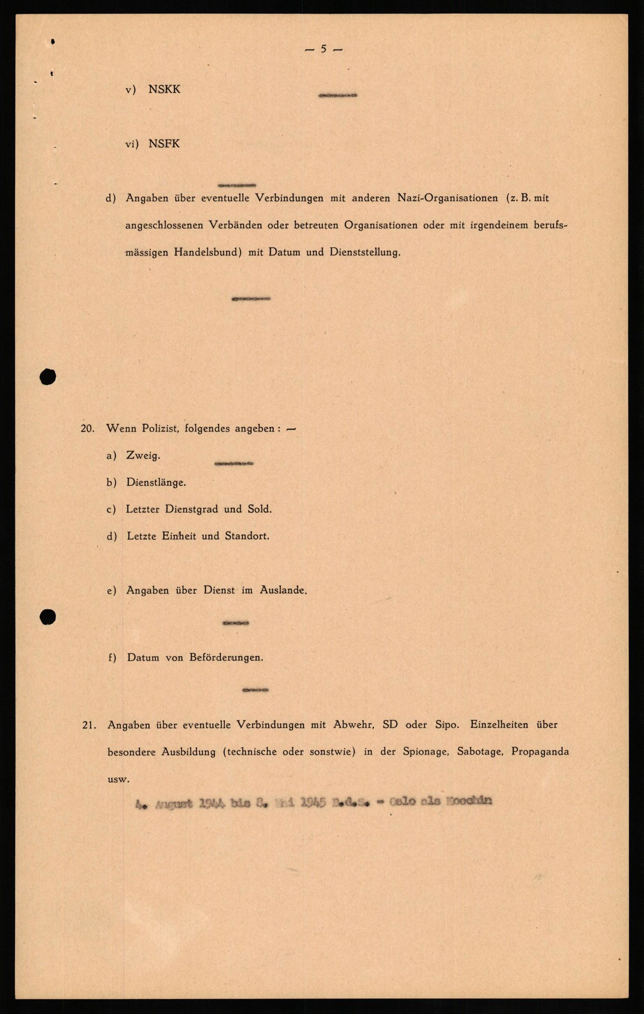 Forsvaret, Forsvarets overkommando II, RA/RAFA-3915/D/Db/L0019: CI Questionaires. Tyske okkupasjonsstyrker i Norge. Tyskere., 1945-1946, p. 382
