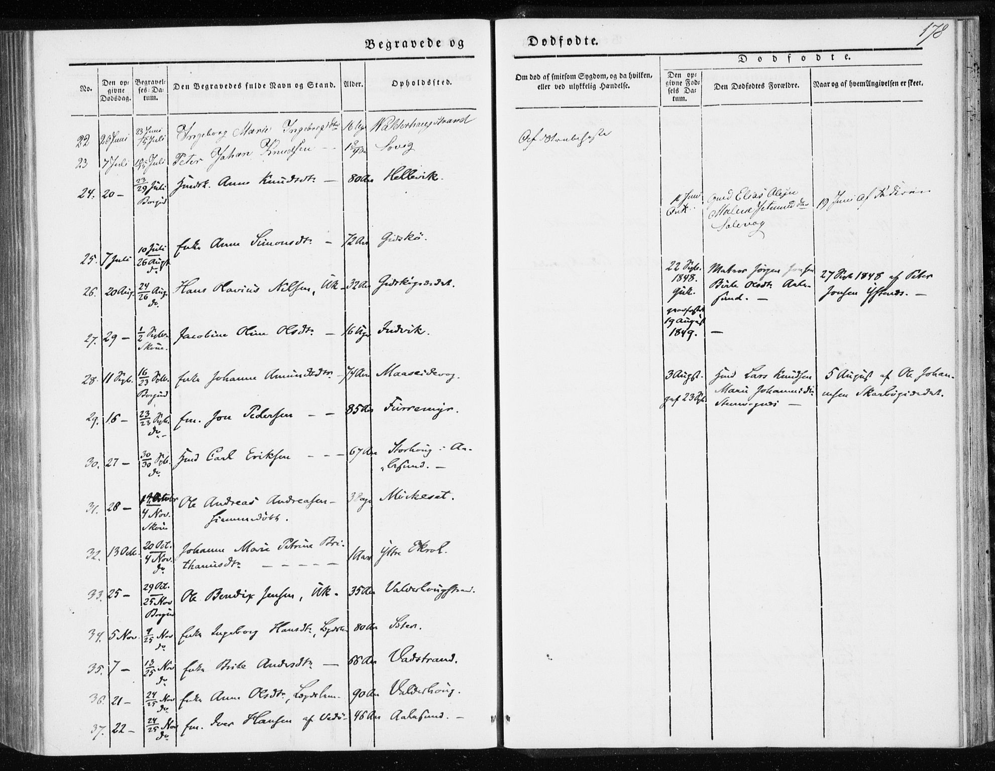 Ministerialprotokoller, klokkerbøker og fødselsregistre - Møre og Romsdal, AV/SAT-A-1454/528/L0415: Curate's parish register no. 528B03, 1843-1852, p. 178