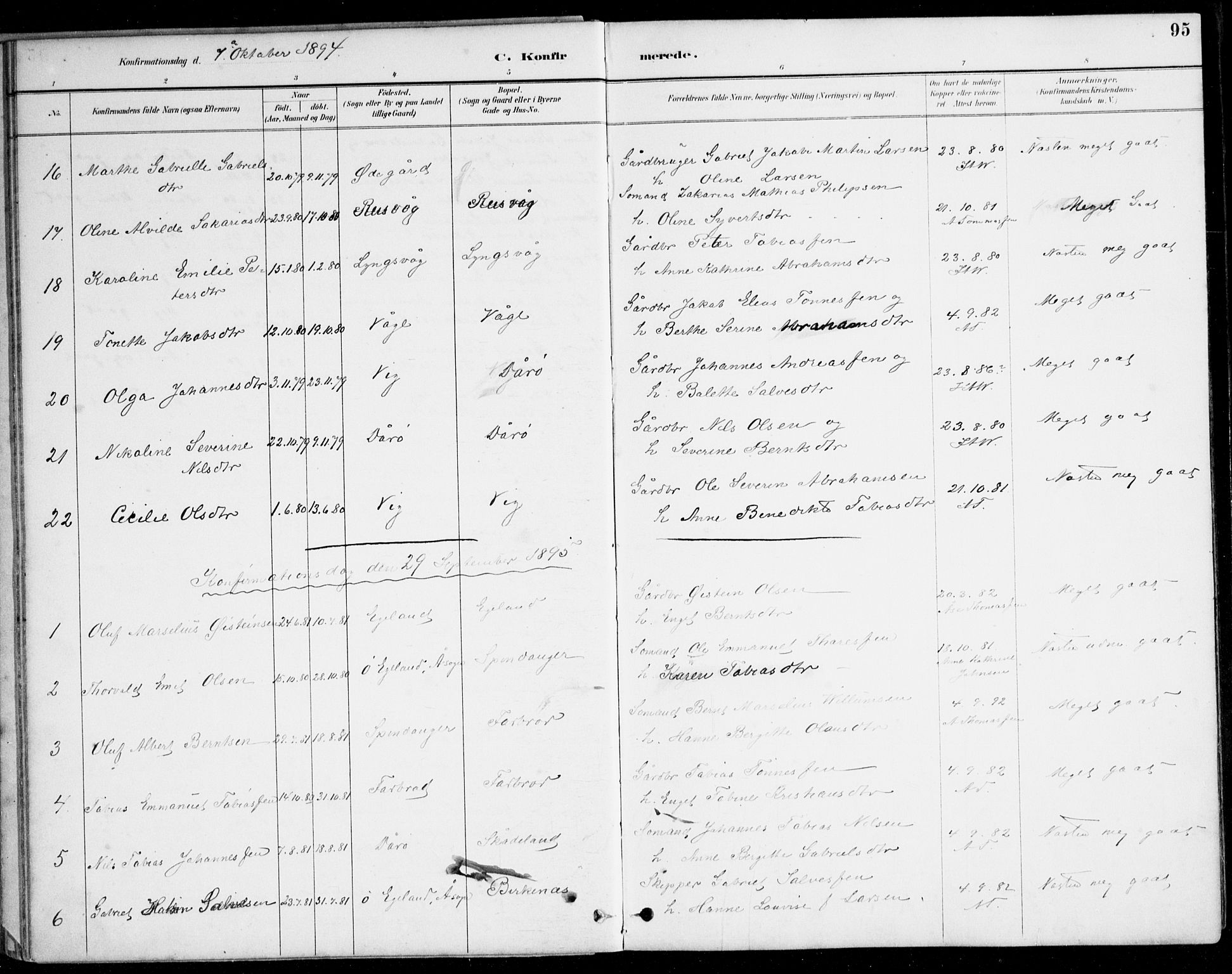 Herad sokneprestkontor, SAK/1111-0018/F/Fa/Fab/L0005: Parish register (official) no. A 5, 1886-1913, p. 95