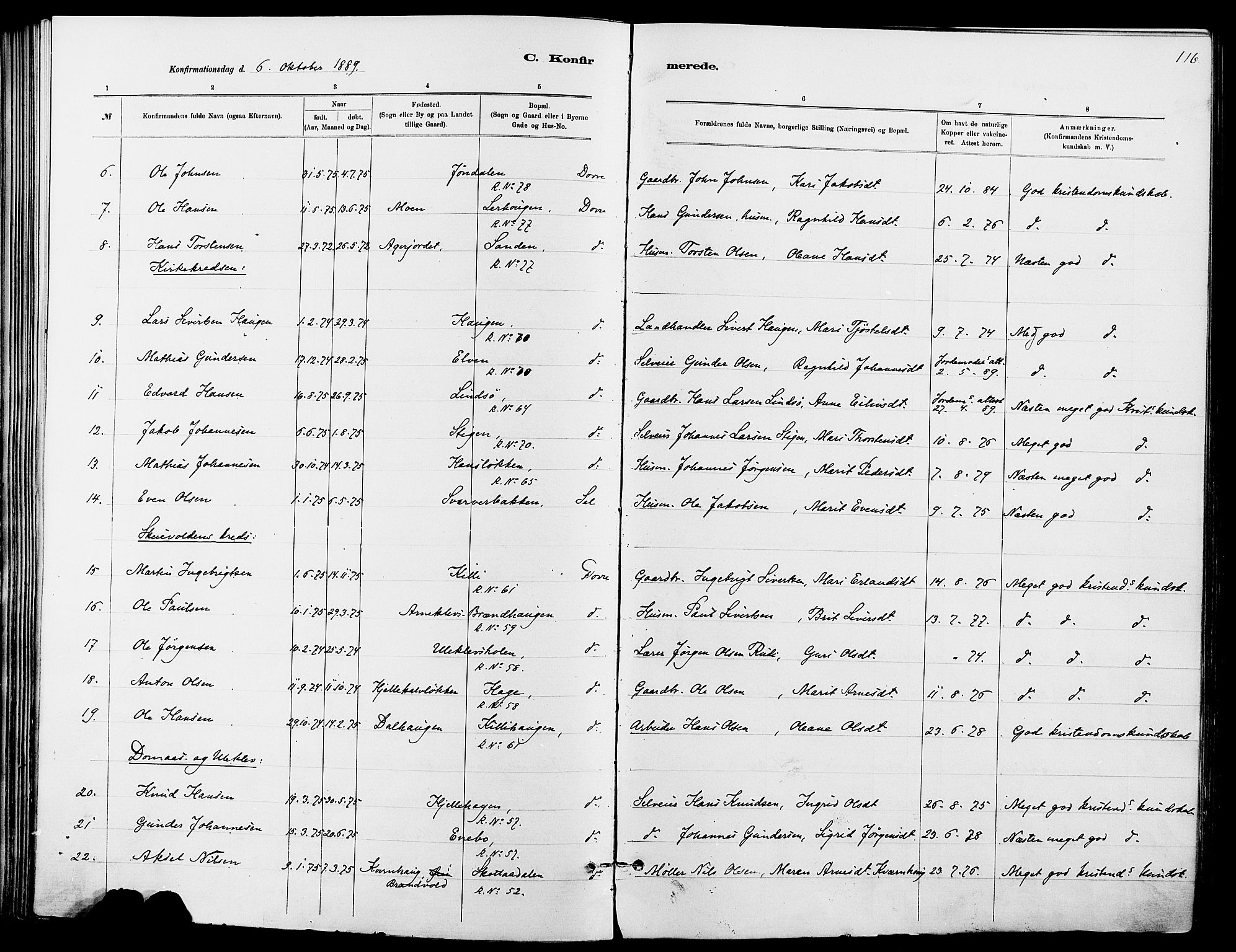 Dovre prestekontor, SAH/PREST-066/H/Ha/Haa/L0002: Parish register (official) no. 2, 1879-1890, p. 116