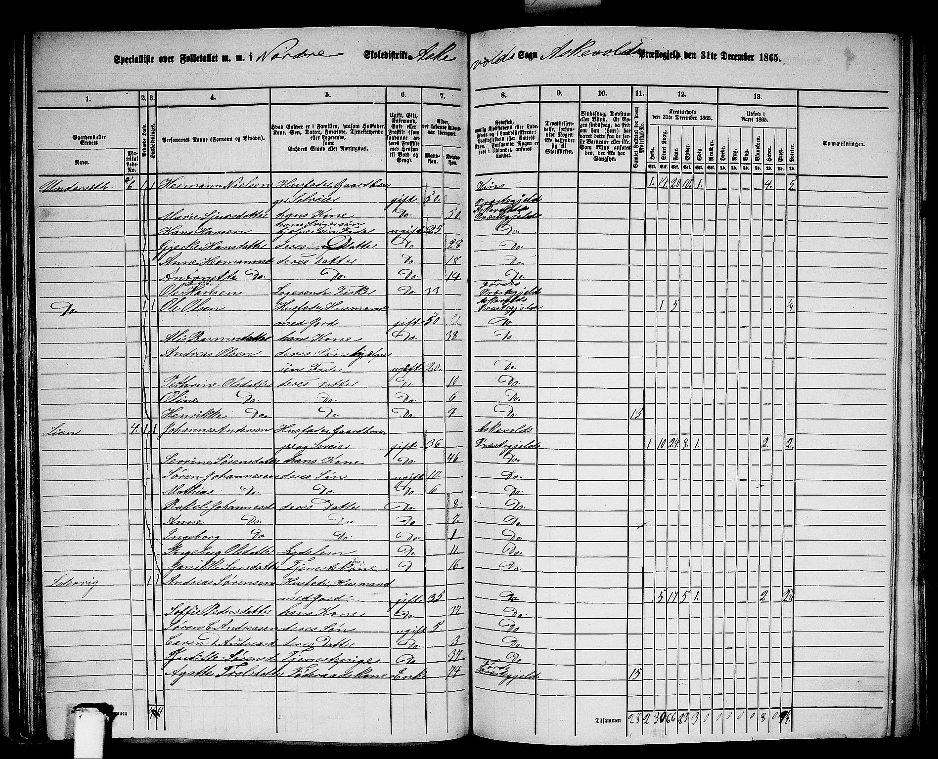 RA, 1865 census for Askvoll, 1865, p. 60