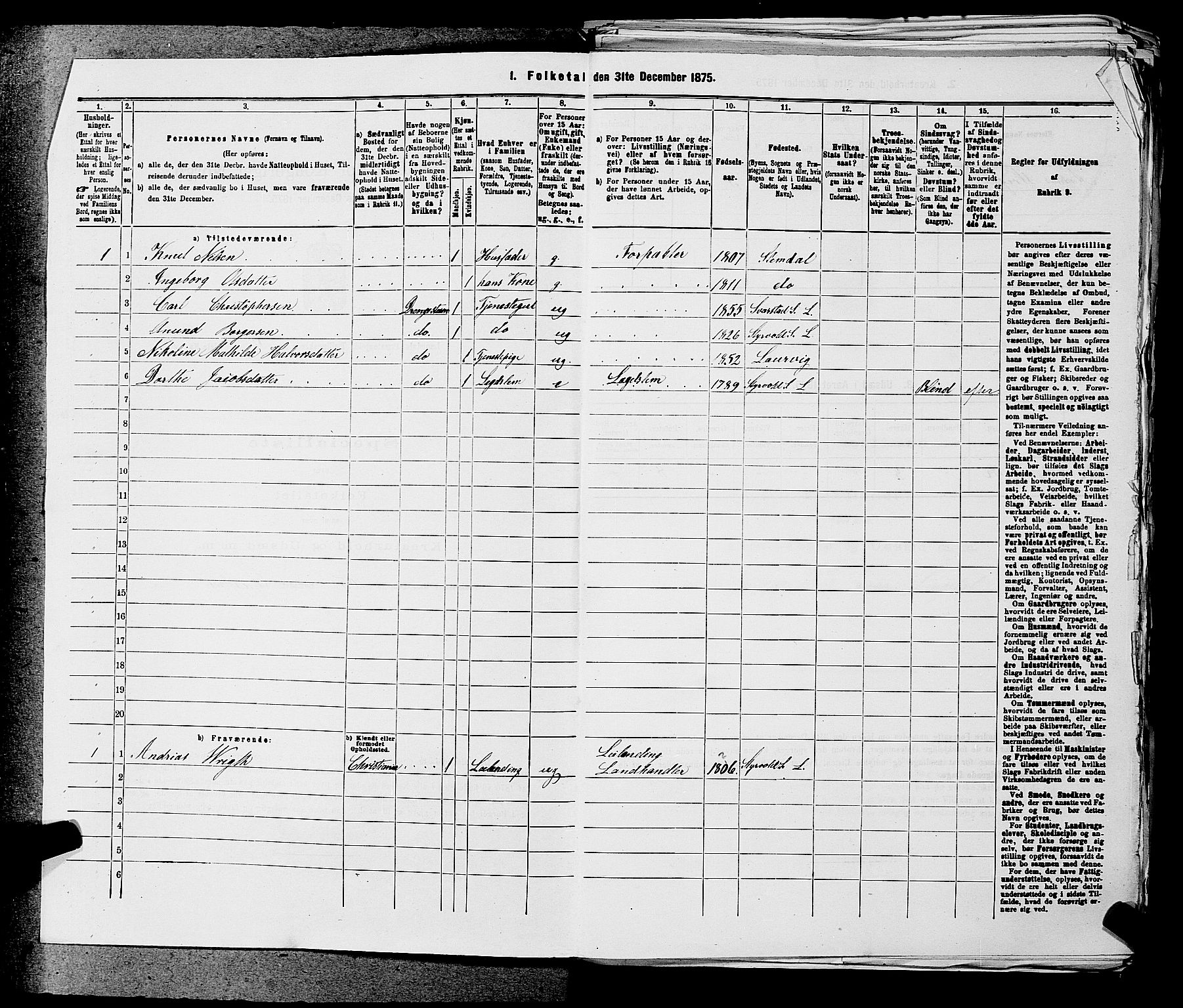 SAKO, 1875 census for 0728P Lardal, 1875, p. 517