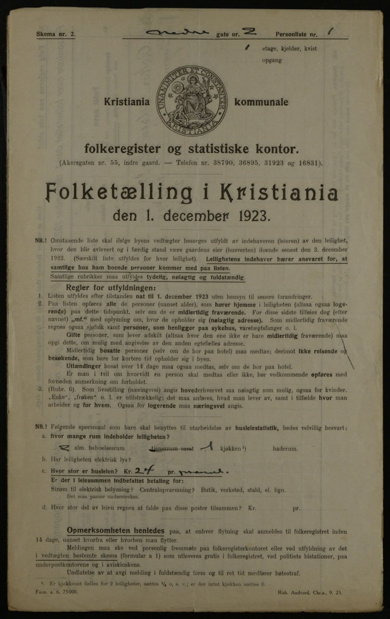 OBA, Municipal Census 1923 for Kristiania, 1923, p. 76138