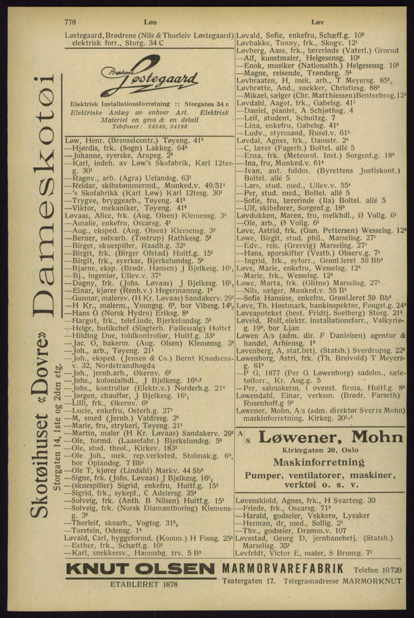 Kristiania/Oslo adressebok, PUBL/-, 1929, p. 778