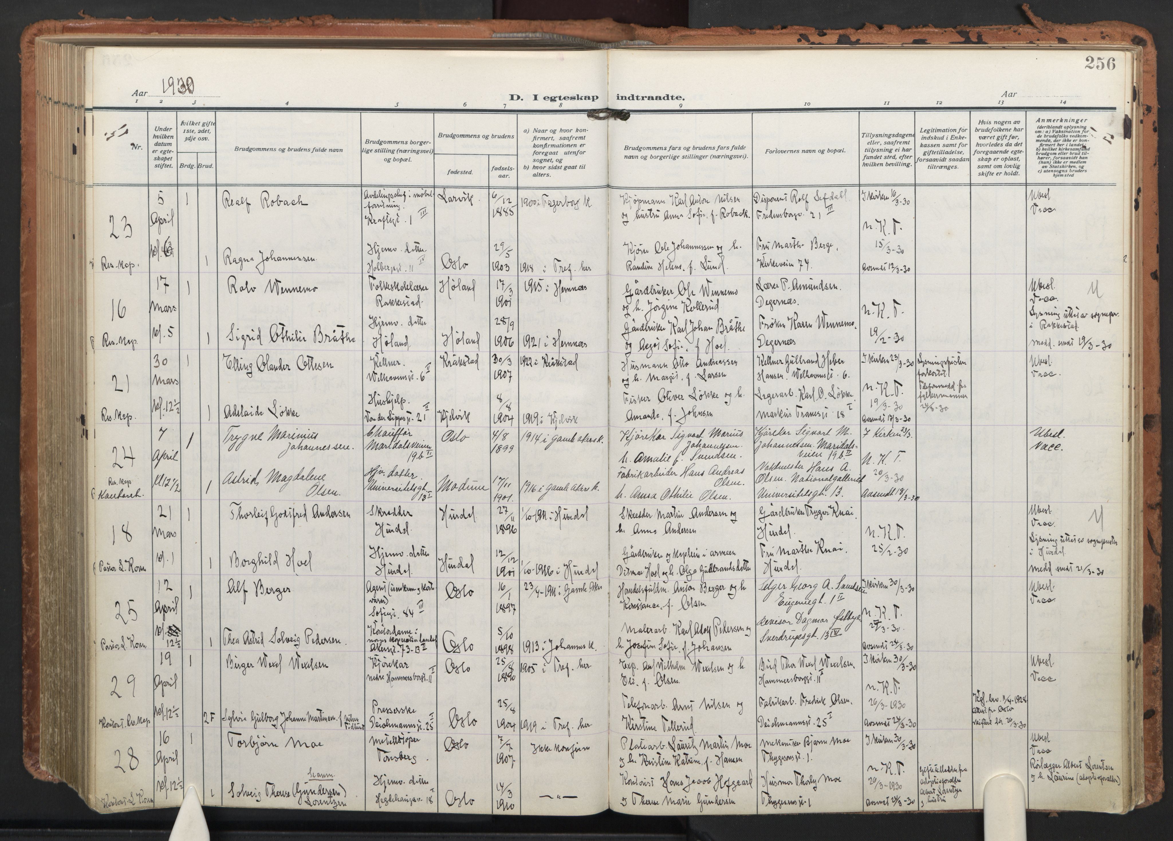 Trefoldighet prestekontor Kirkebøker, AV/SAO-A-10882/F/Fc/L0008: Parish register (official) no. III 8, 1920-1932, p. 256