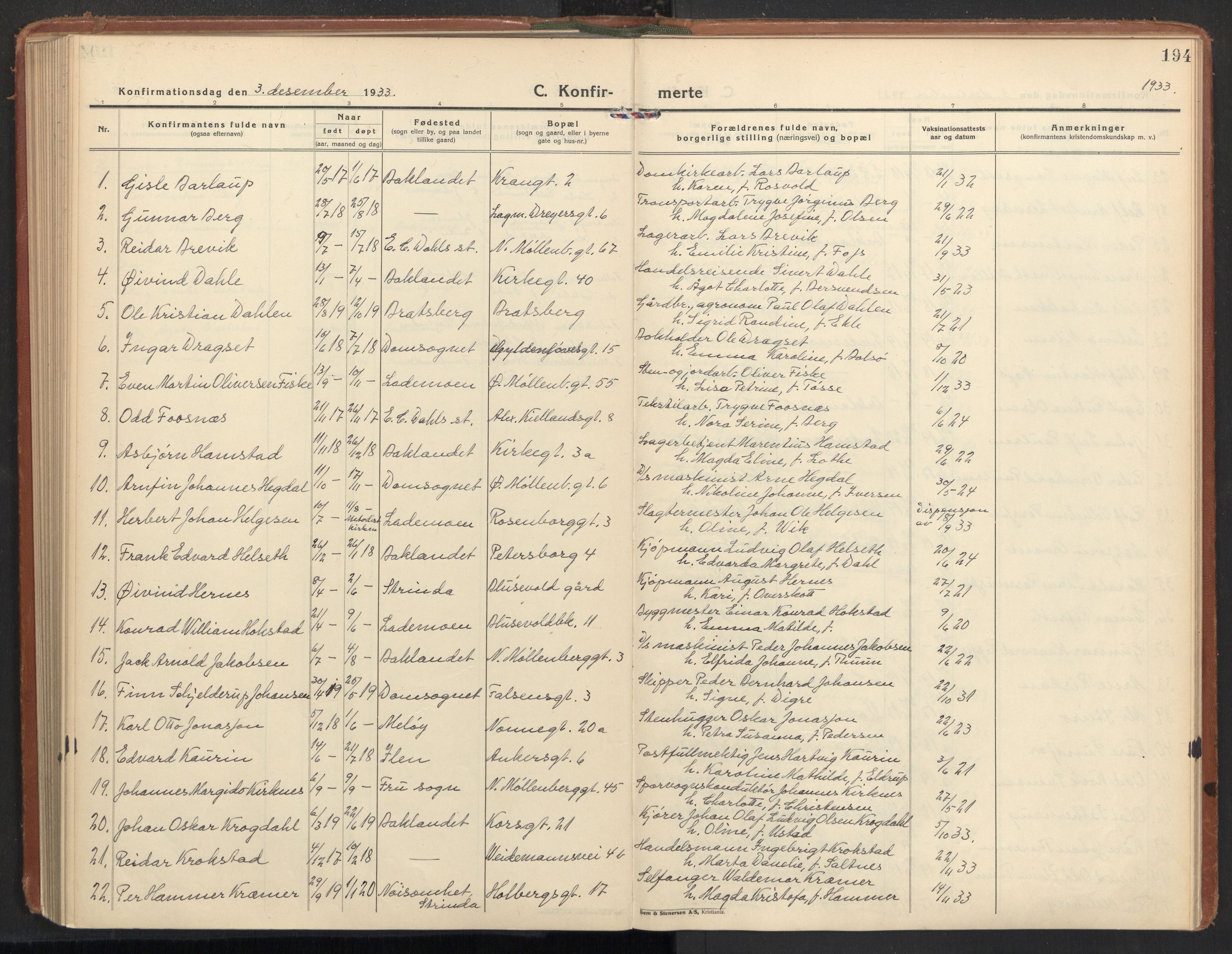 Ministerialprotokoller, klokkerbøker og fødselsregistre - Sør-Trøndelag, AV/SAT-A-1456/604/L0208: Parish register (official) no. 604A28, 1923-1937, p. 194