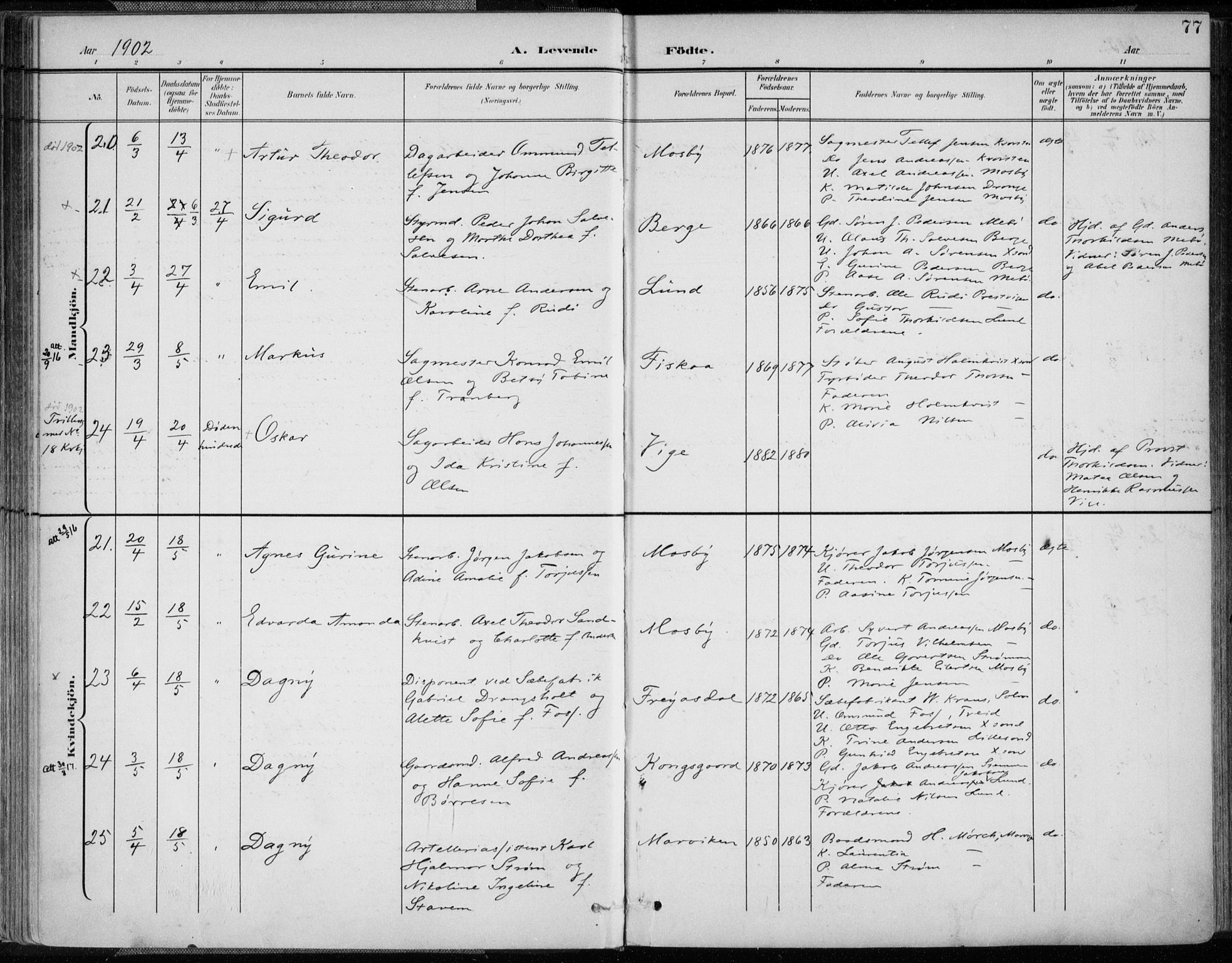 Oddernes sokneprestkontor, AV/SAK-1111-0033/F/Fa/Faa/L0010: Parish register (official) no. A 10, 1897-1911, p. 77