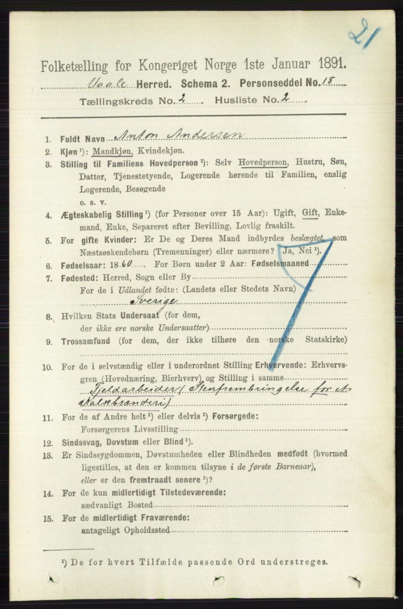 RA, 1891 census for 0716 Våle, 1891, p. 453